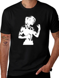 Fitness Graphic Tee - Black Cotton T-Shirt