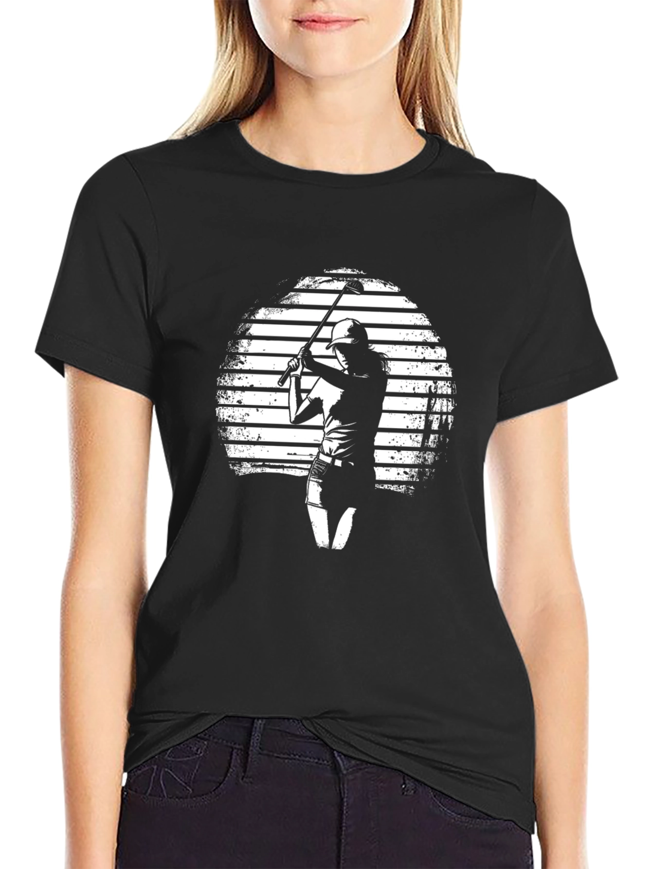 Golf Silhouette Graphic Tee - Black Casual T-Shirt