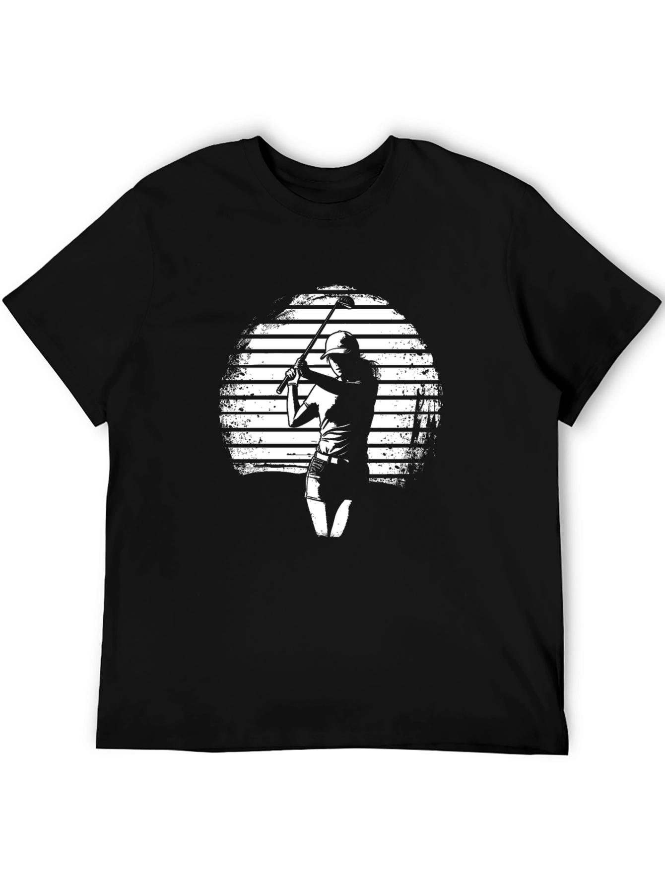 Golf Silhouette Graphic Tee - Black Casual T-Shirt