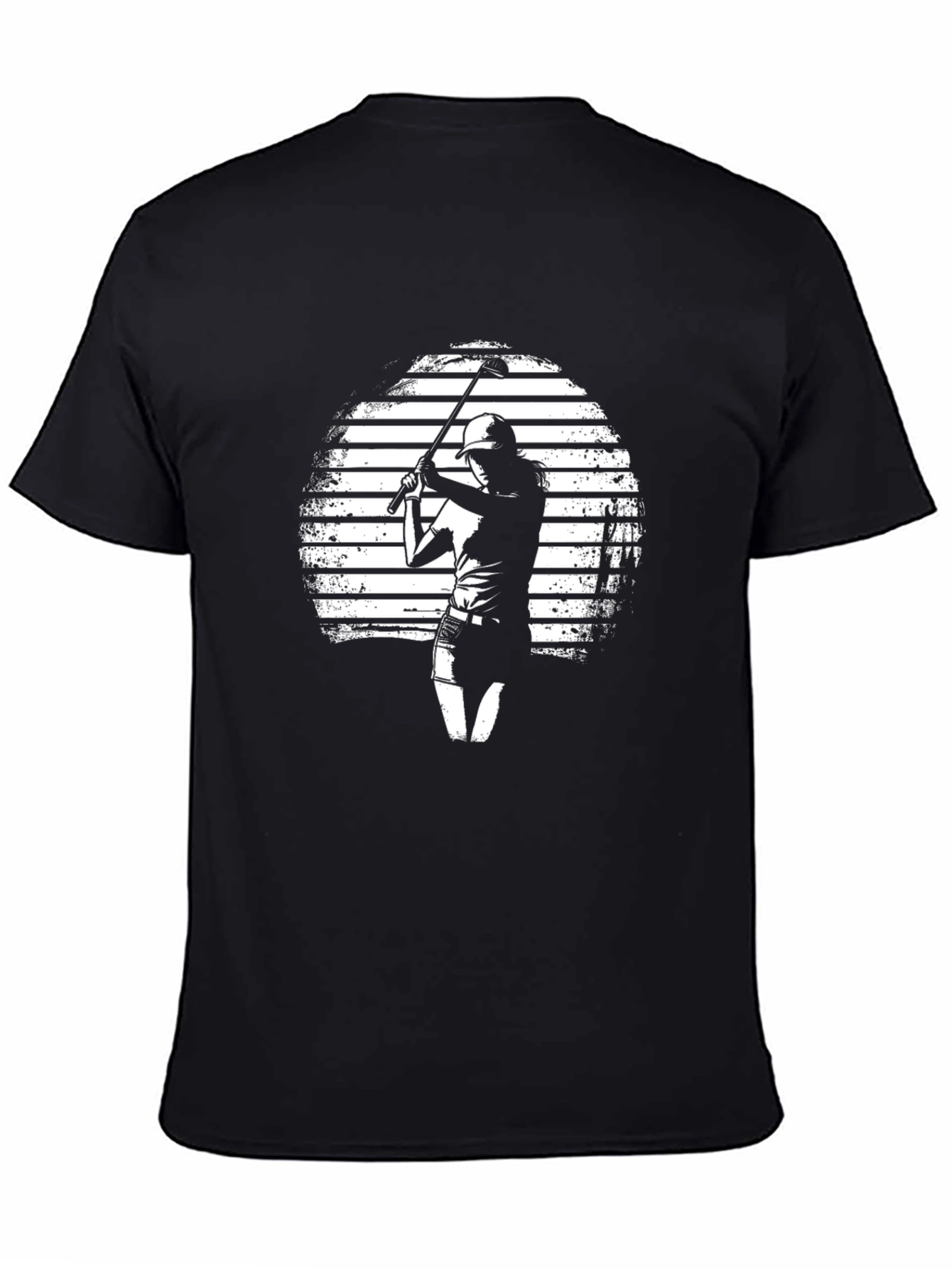 Golf Silhouette Graphic Tee - Black Casual T-Shirt