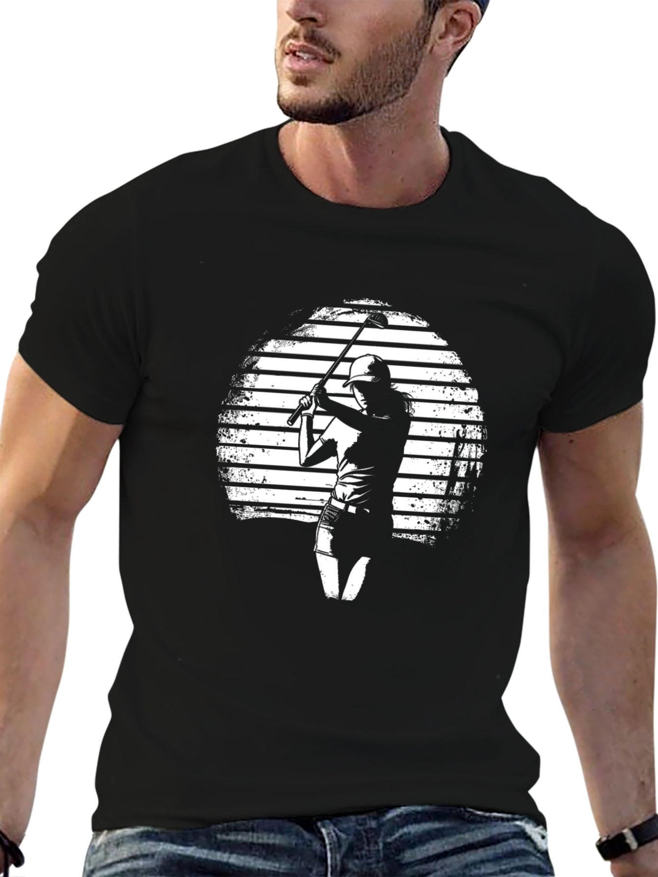 Golf Silhouette Graphic Tee - Black Casual T-Shirt