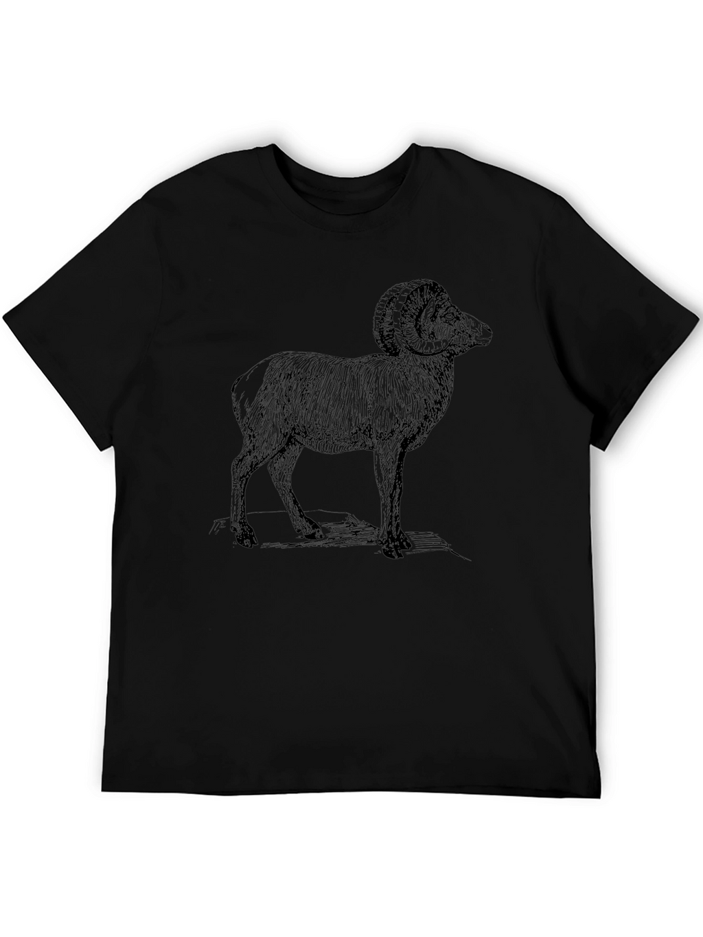 Ram Graphic Print Black T-Shirt