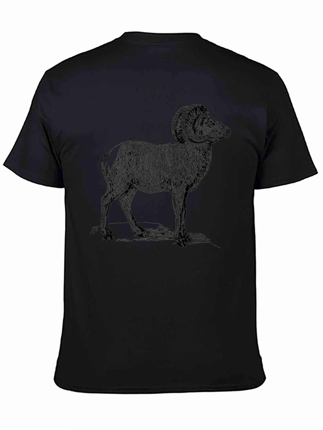Ram Graphic Print Black T-Shirt