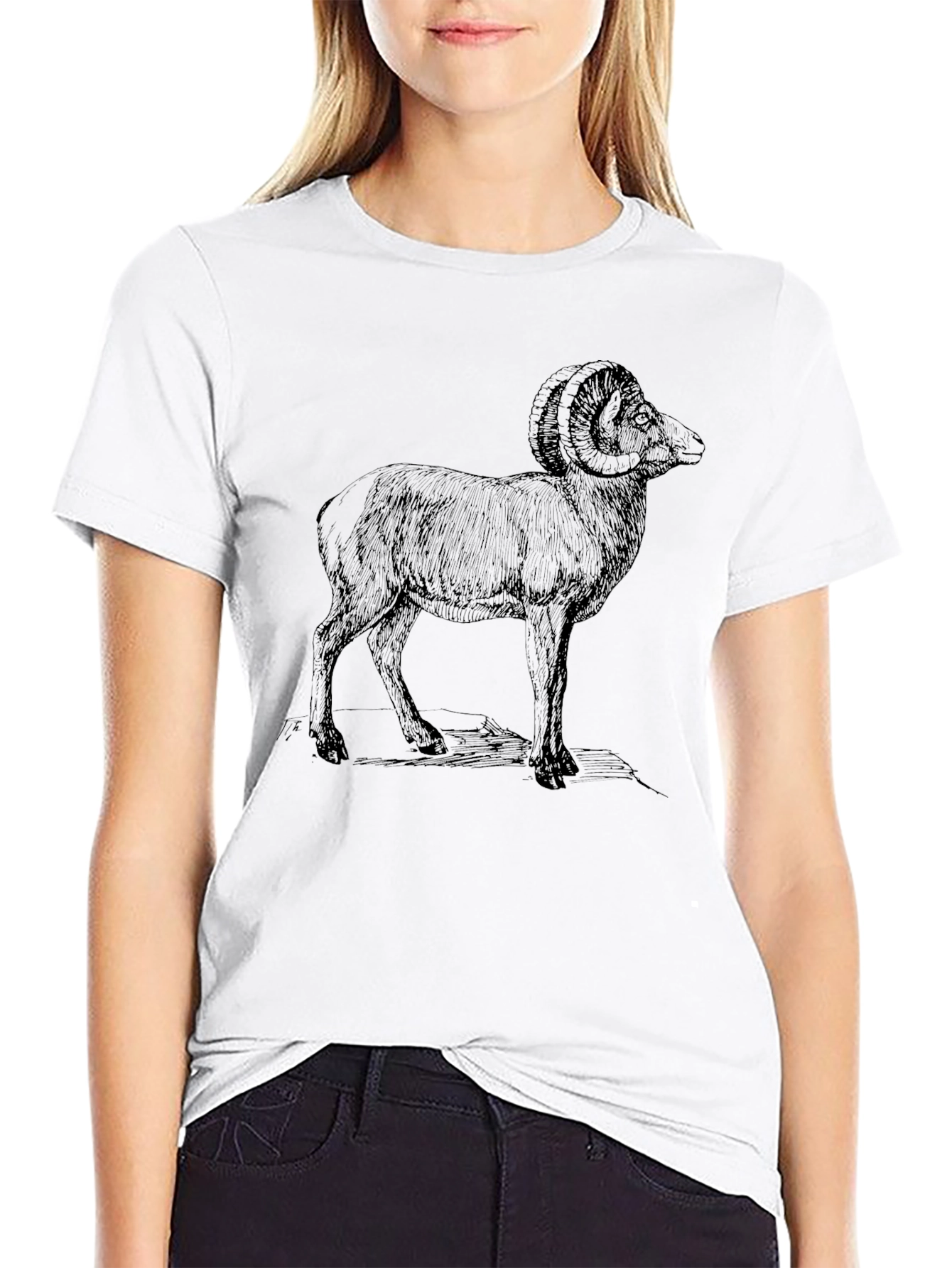 Ram Graphic Print Black T-Shirt