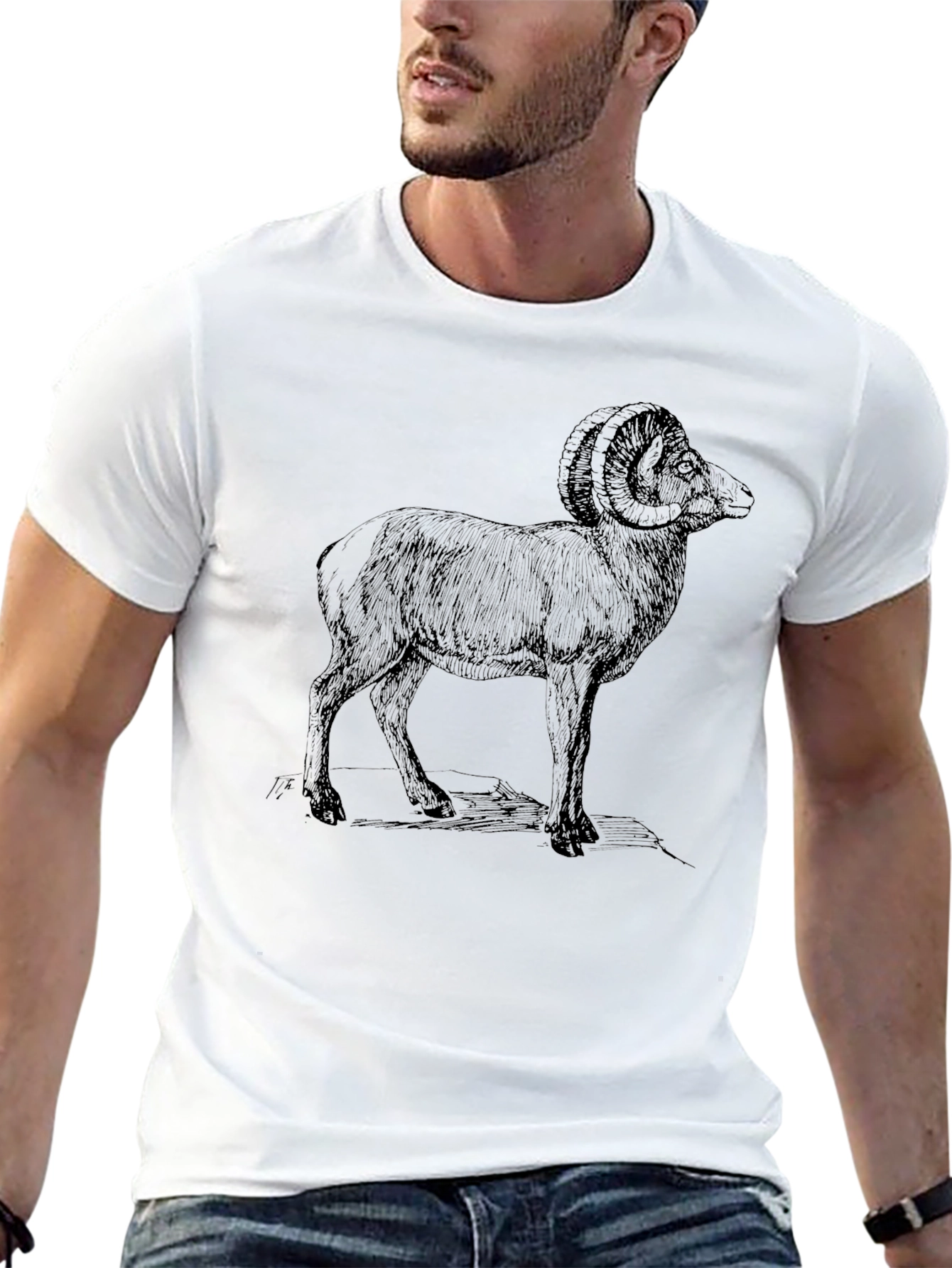 Ram Graphic Print Black T-Shirt