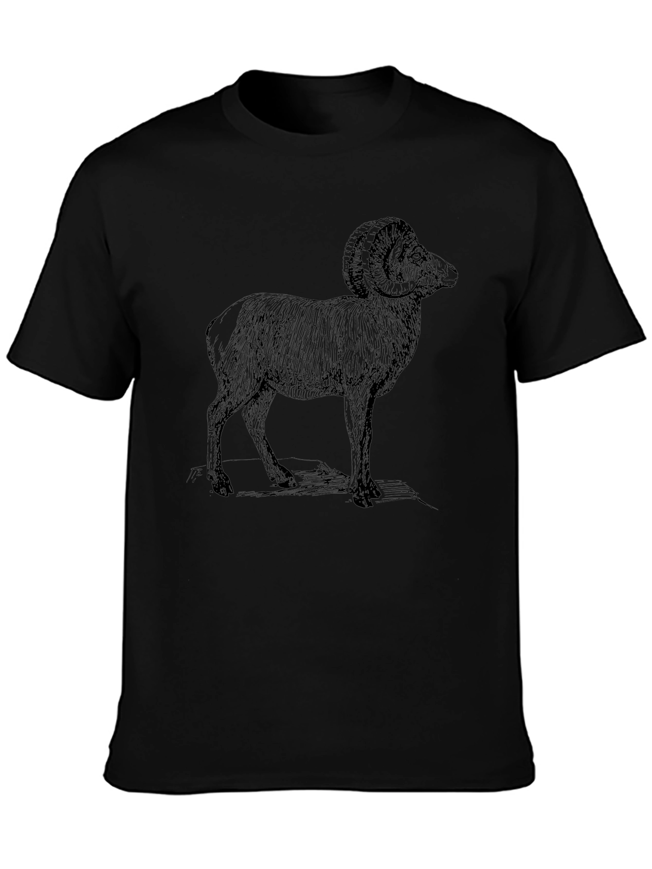 Ram Graphic Print Black T-Shirt