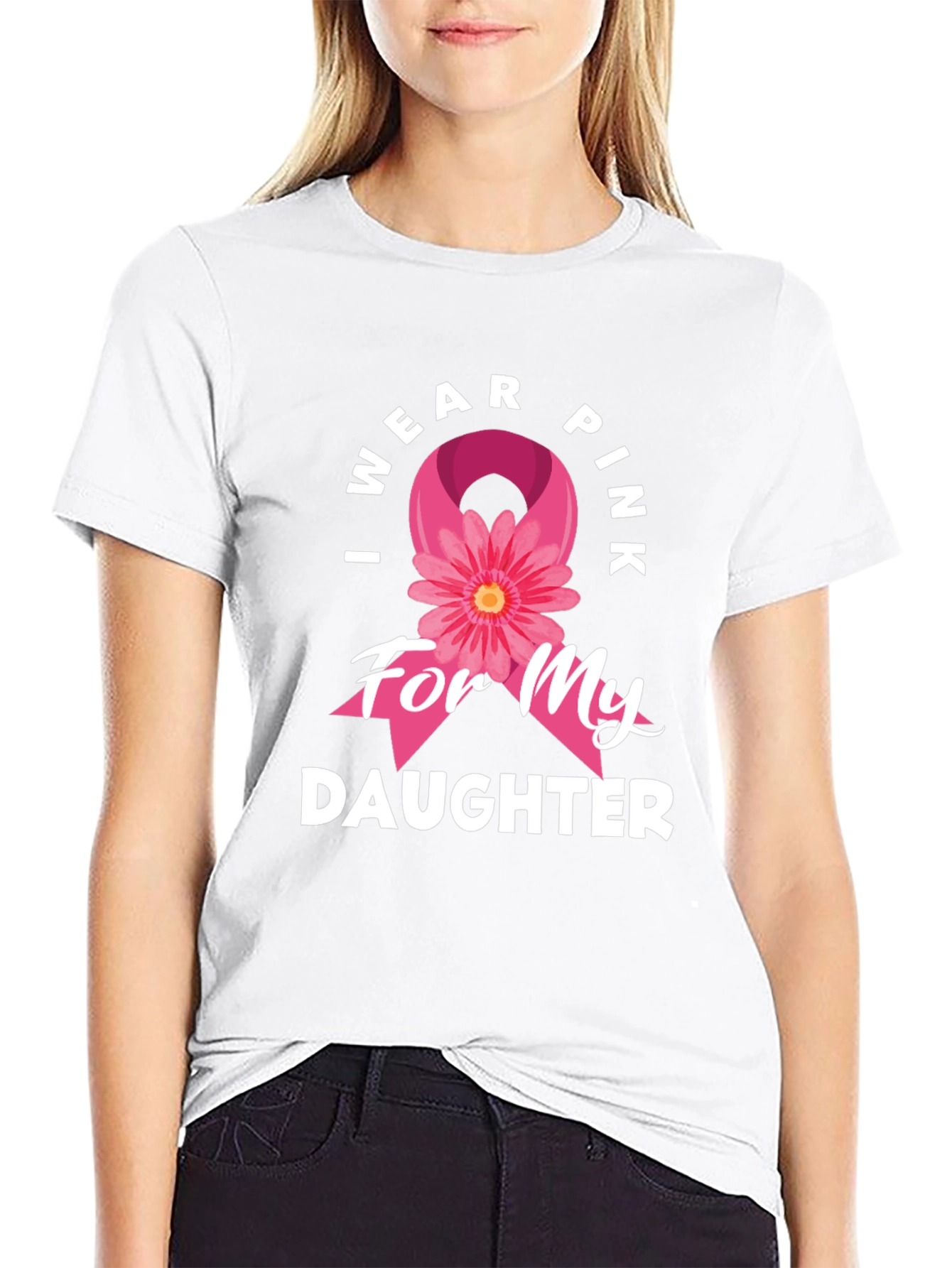 I Wear Pink for My Daughter Breast Cancer Awareness T-Shirt