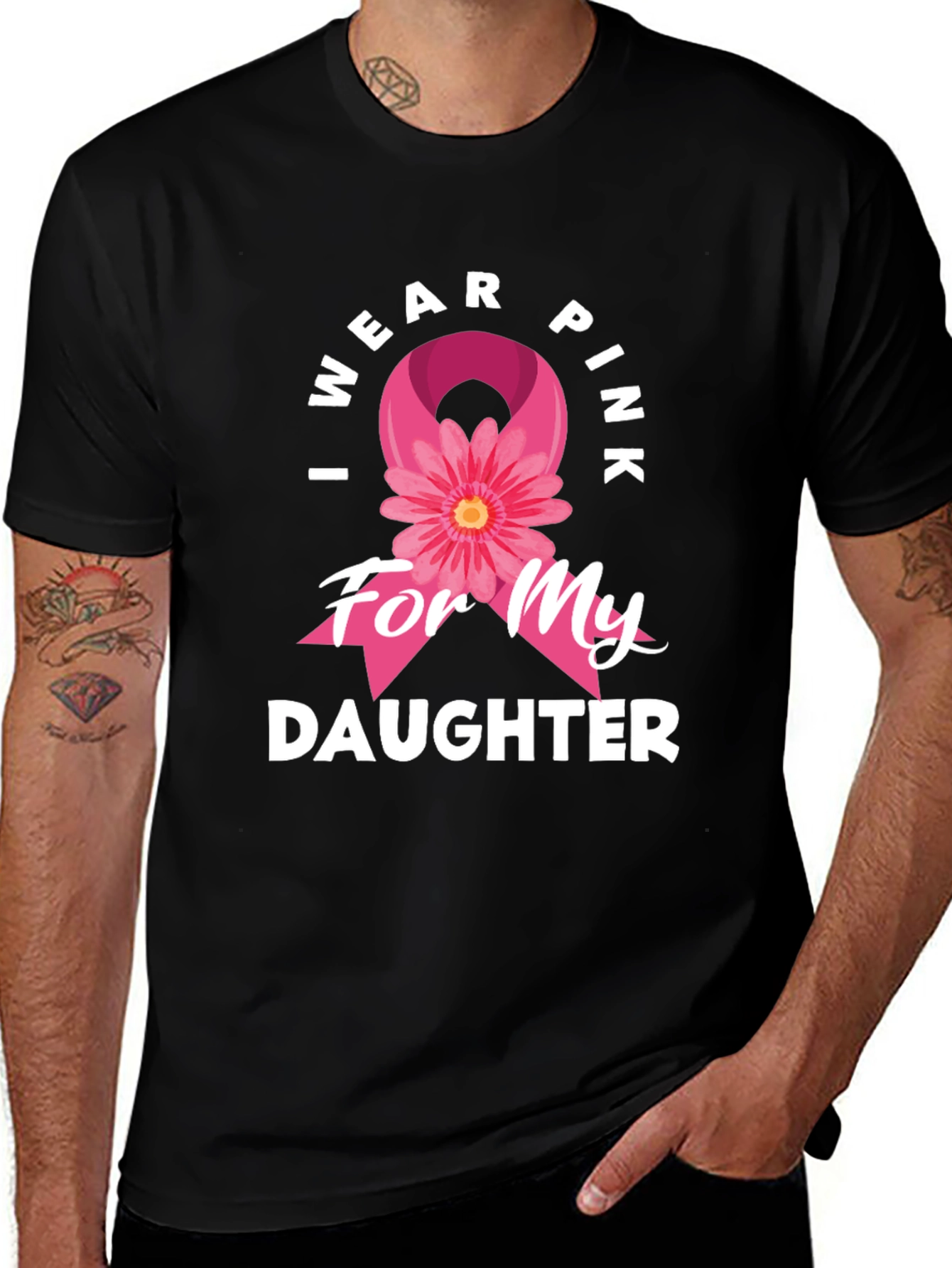 I Wear Pink for My Daughter Breast Cancer Awareness T-Shirt
