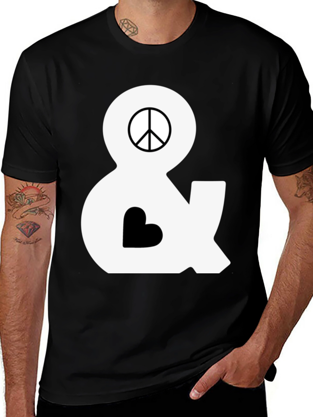 Peace & Love T-Shirt - Black Cotton