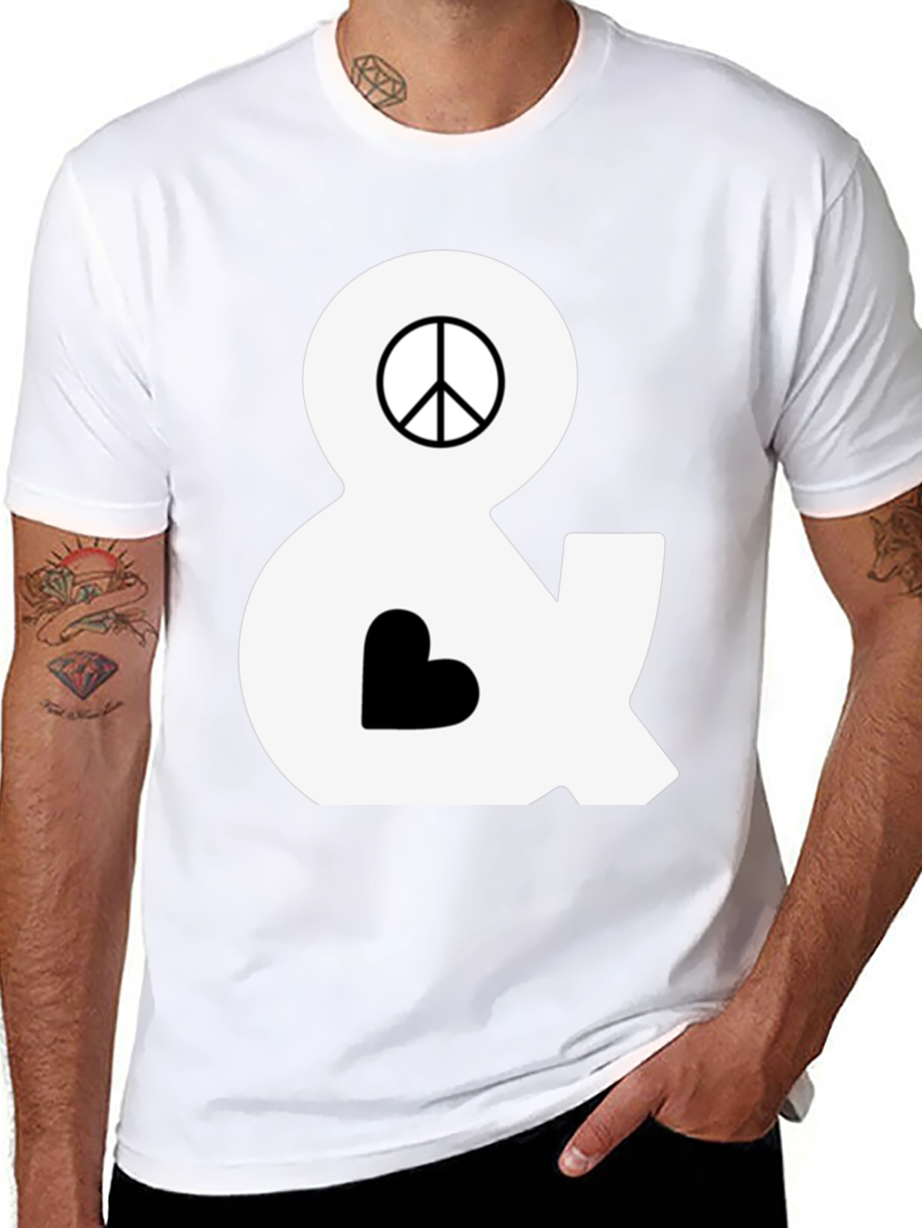 Peace & Love T-Shirt - Black Cotton