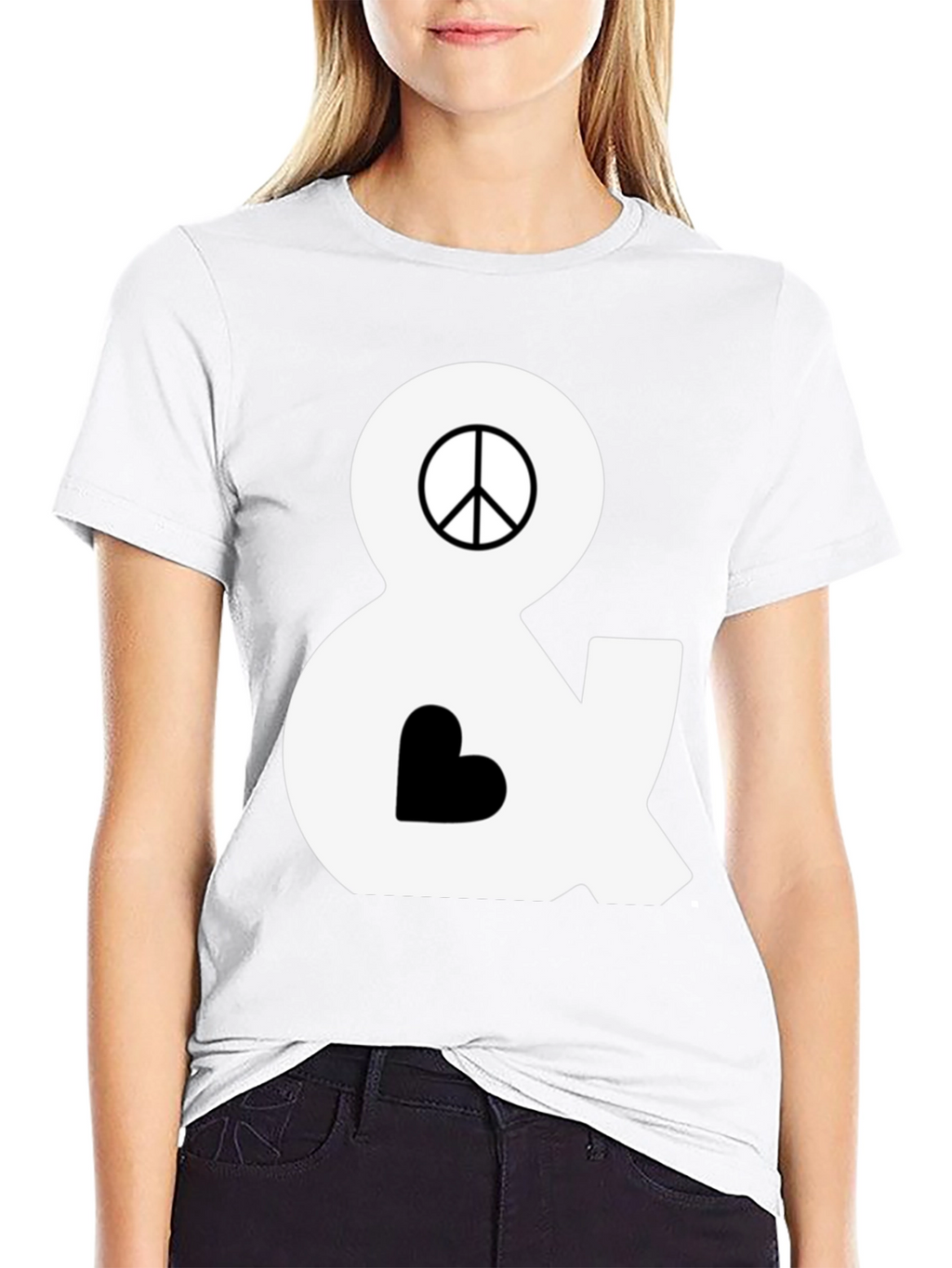 Peace & Love T-Shirt - Black Cotton
