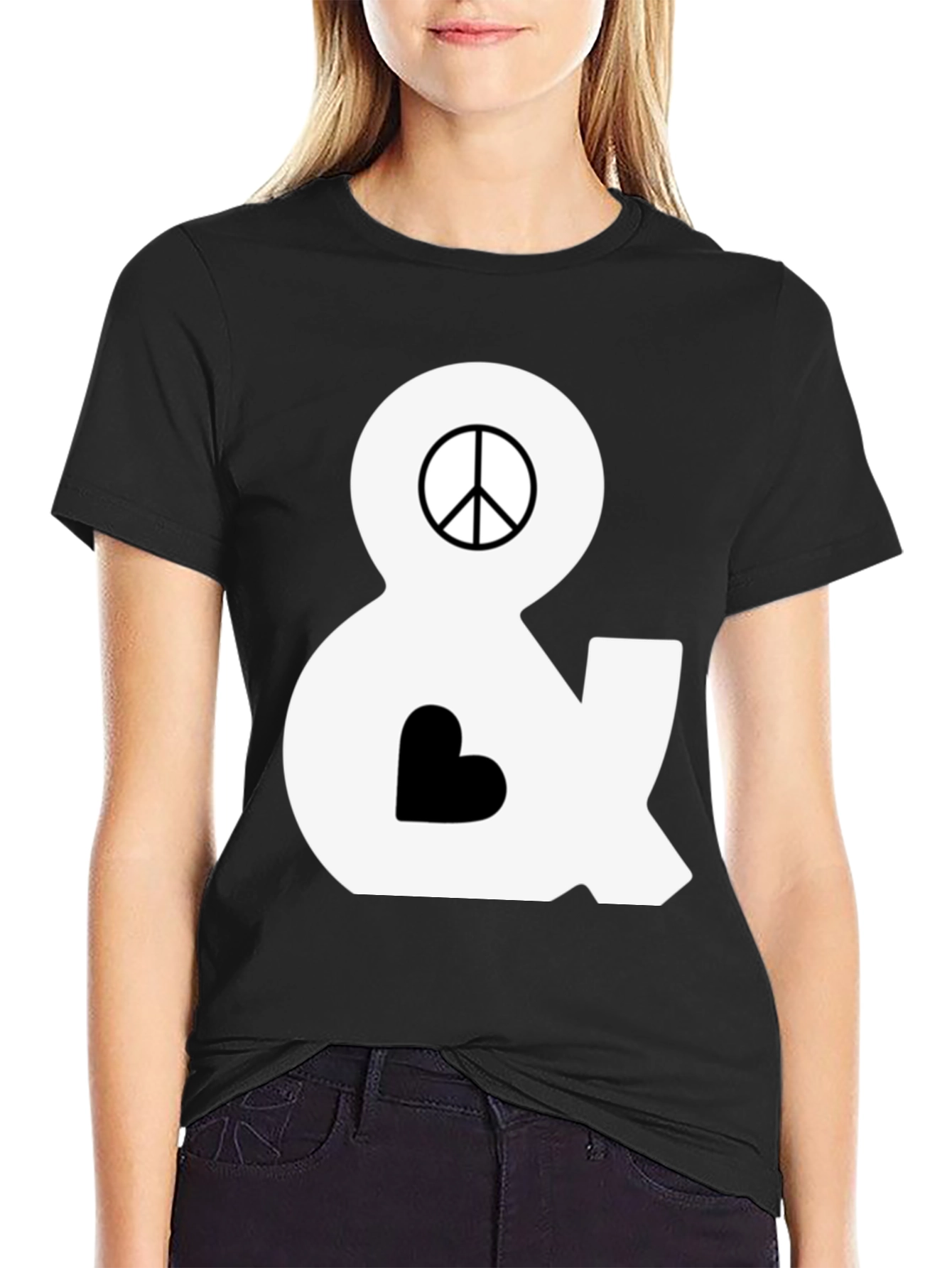 Peace & Love T-Shirt - Black Cotton