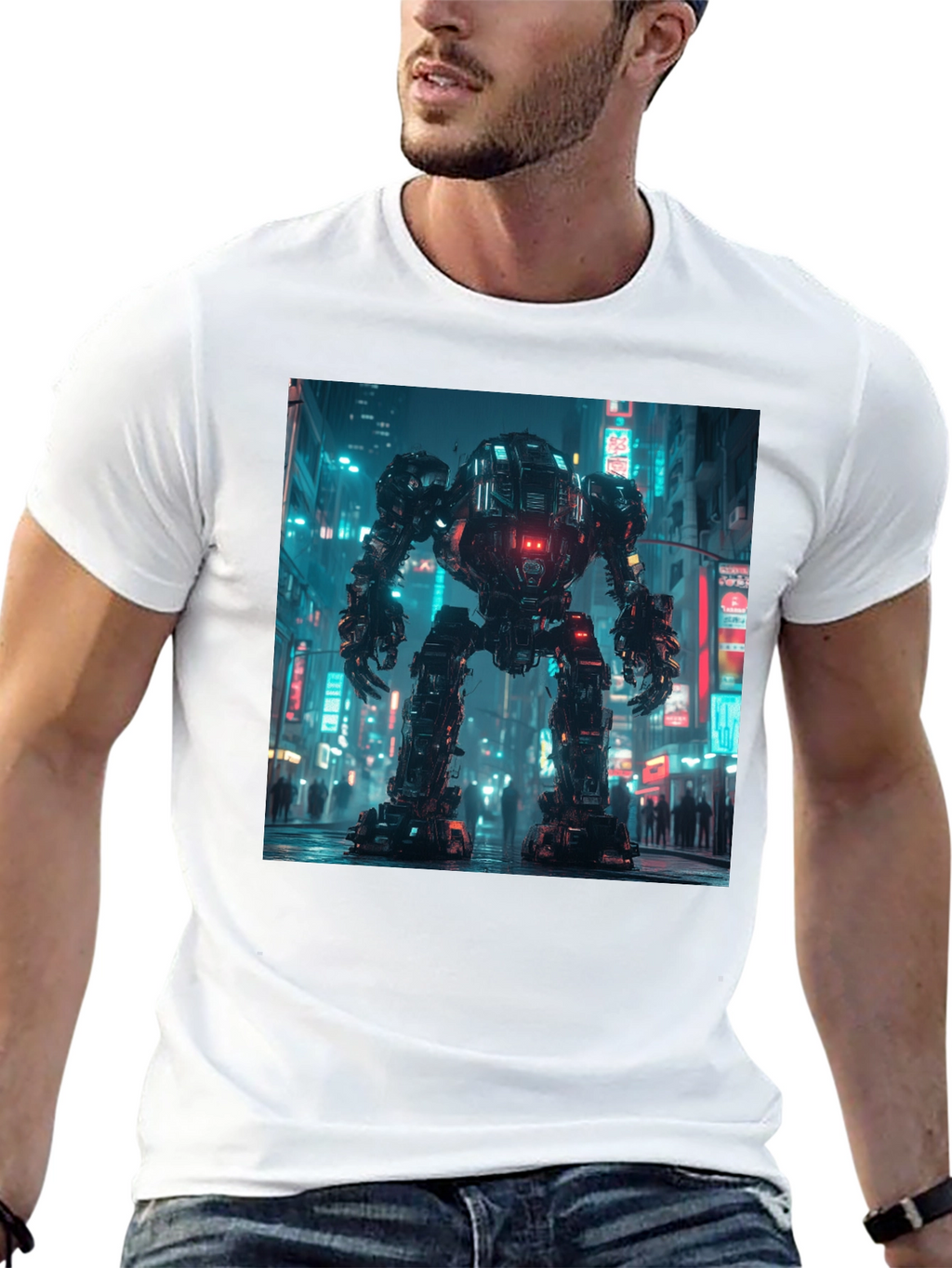 Cyberpunk Robot Graphic T-Shirt