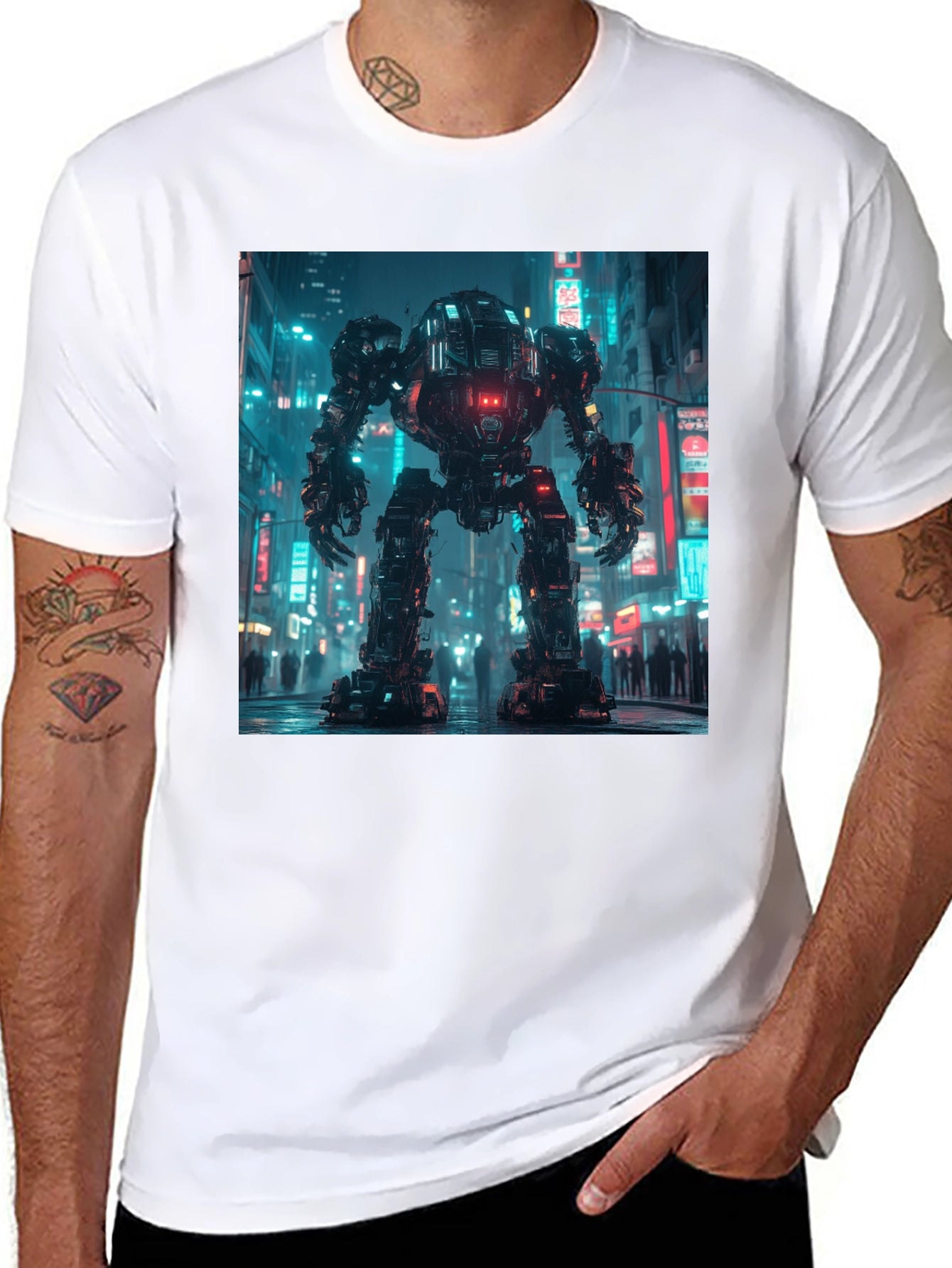 Cyberpunk Robot Graphic T-Shirt