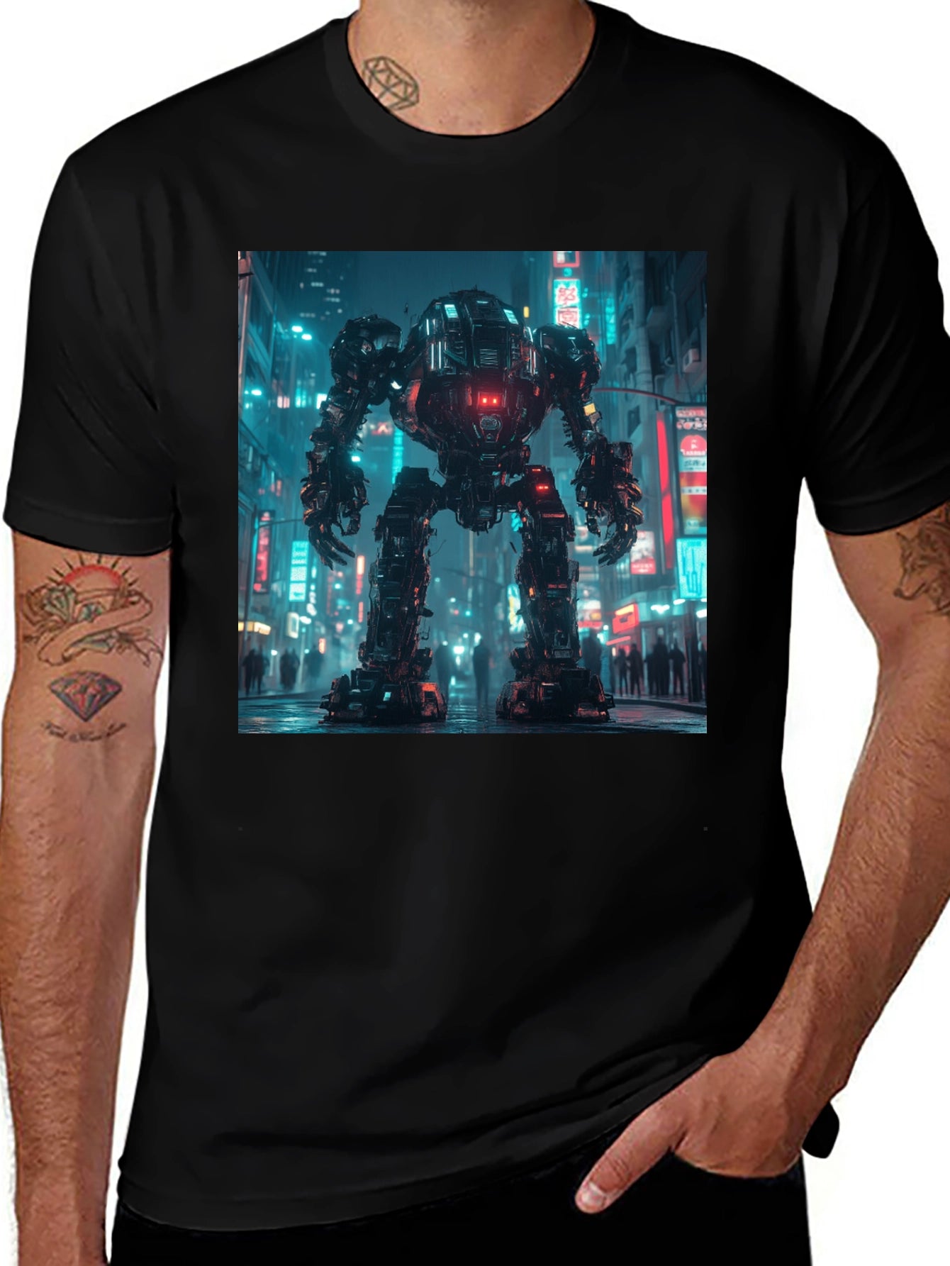 Cyberpunk Robot Graphic T-Shirt