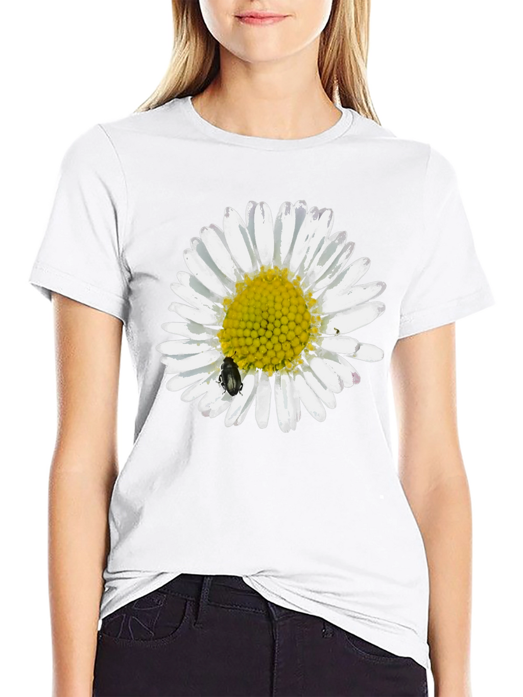 Daisy Graphic Tee - Black Casual T-Shirt