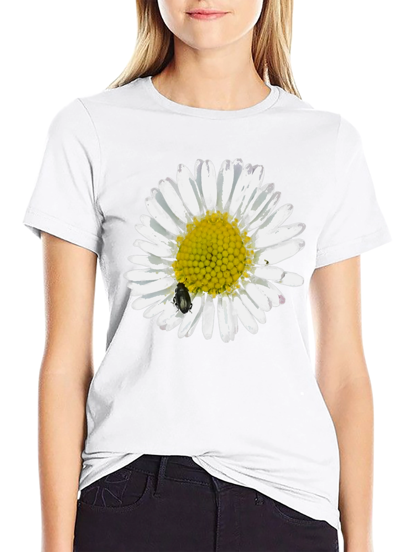 Daisy Graphic Tee - Black Casual T-Shirt