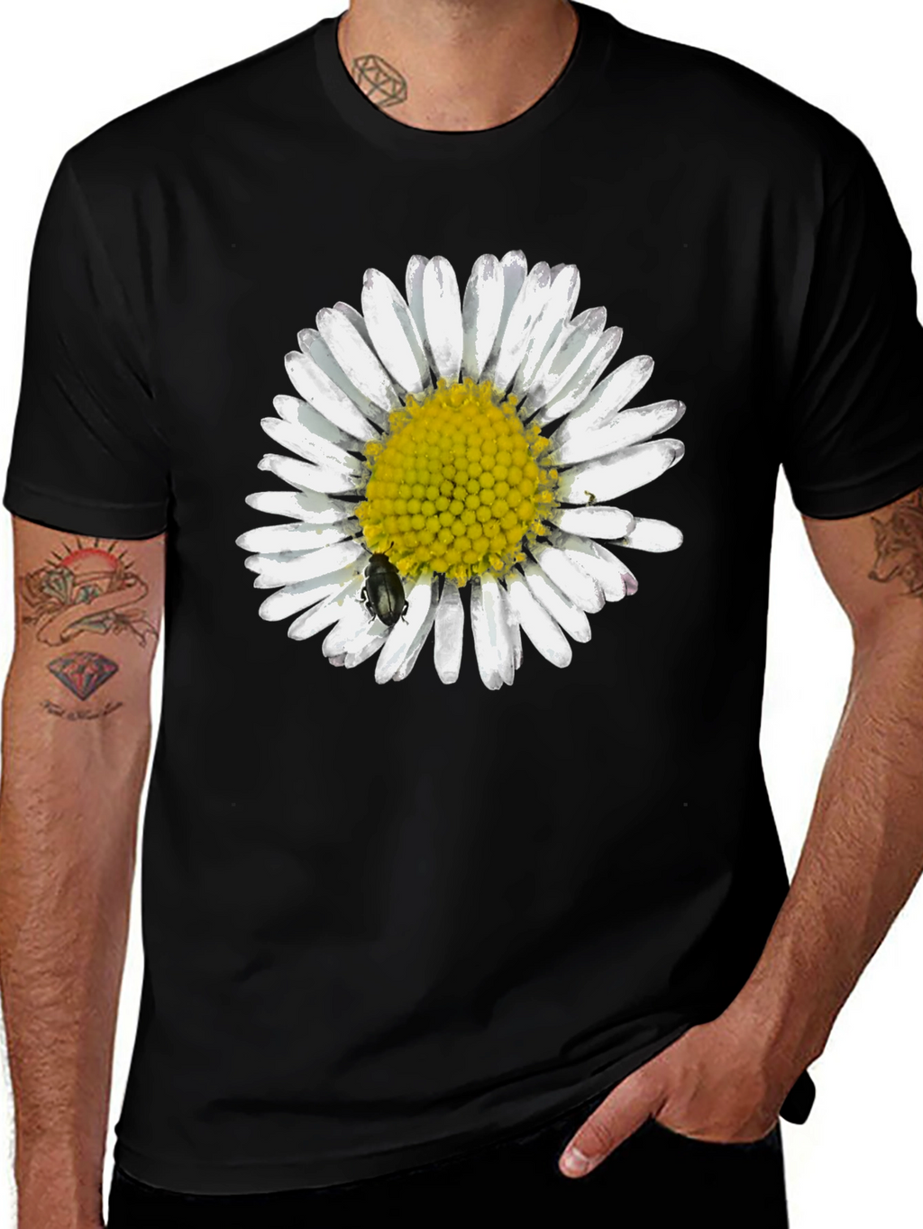 Daisy Graphic Tee - Black Casual T-Shirt