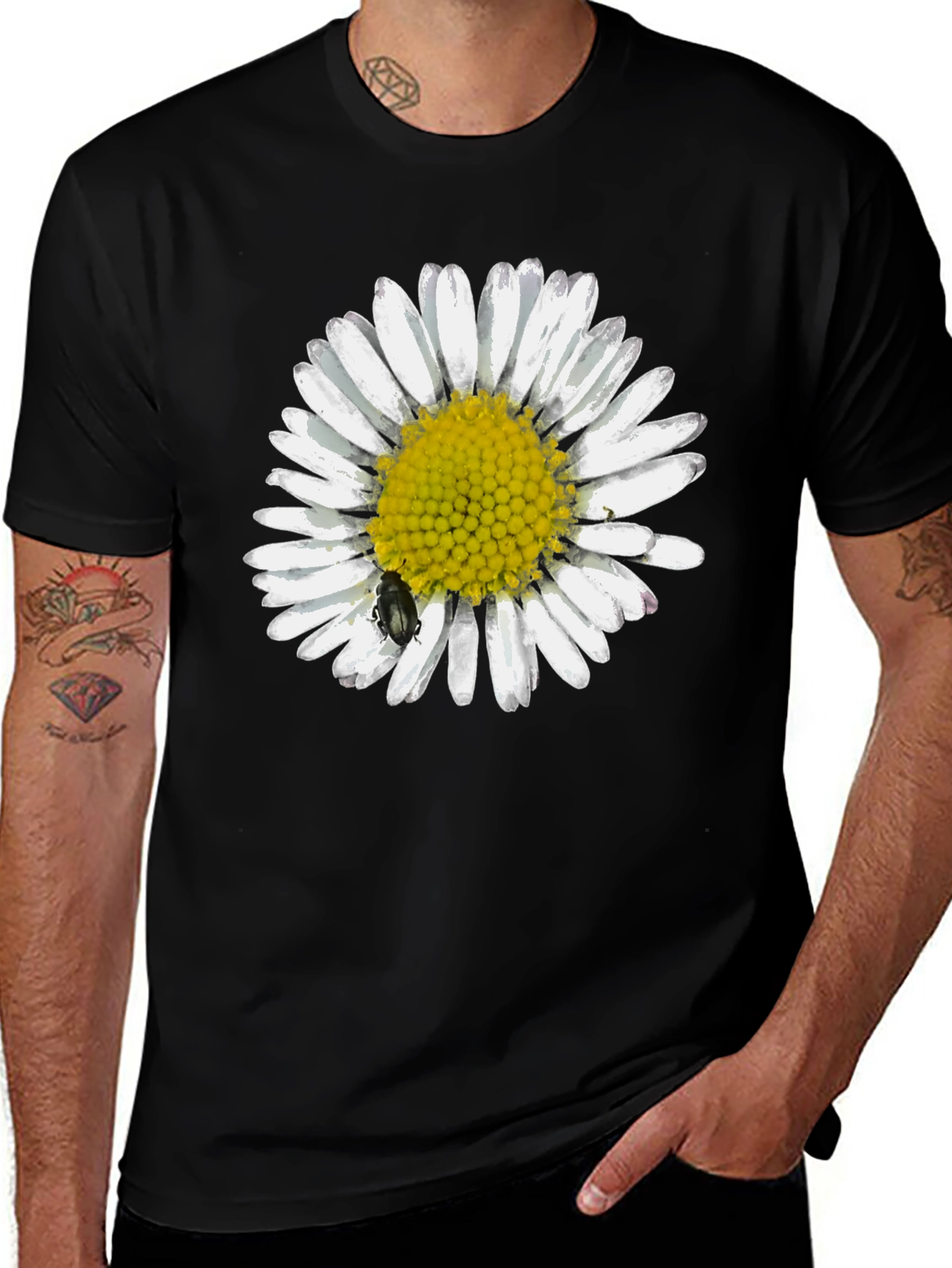 Daisy Graphic Tee - Black Casual T-Shirt