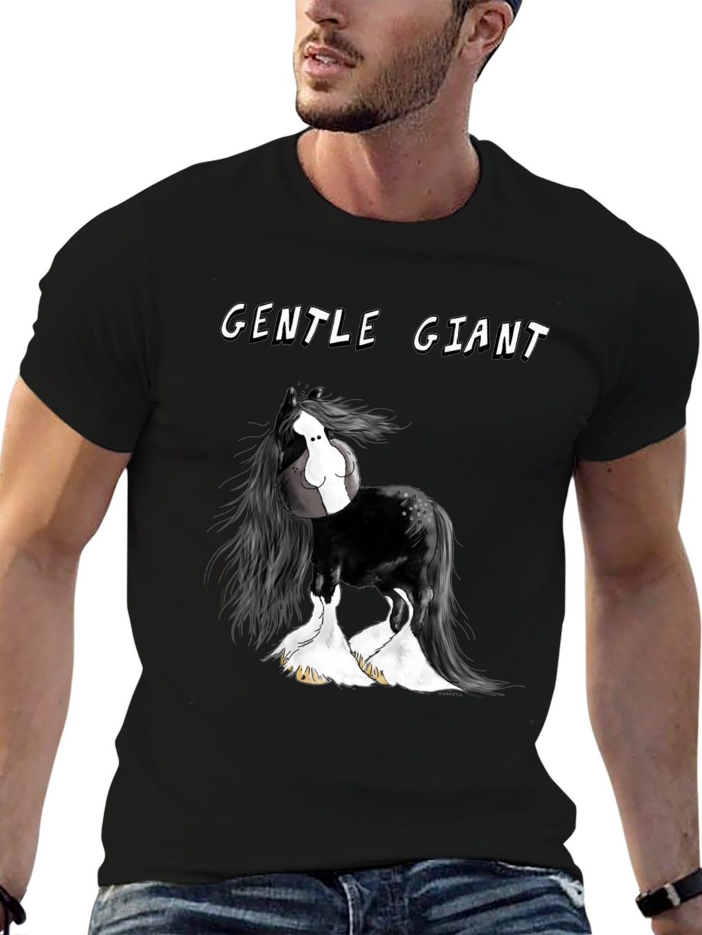 Gentle Giant Horse Graphic Black T-Shirt