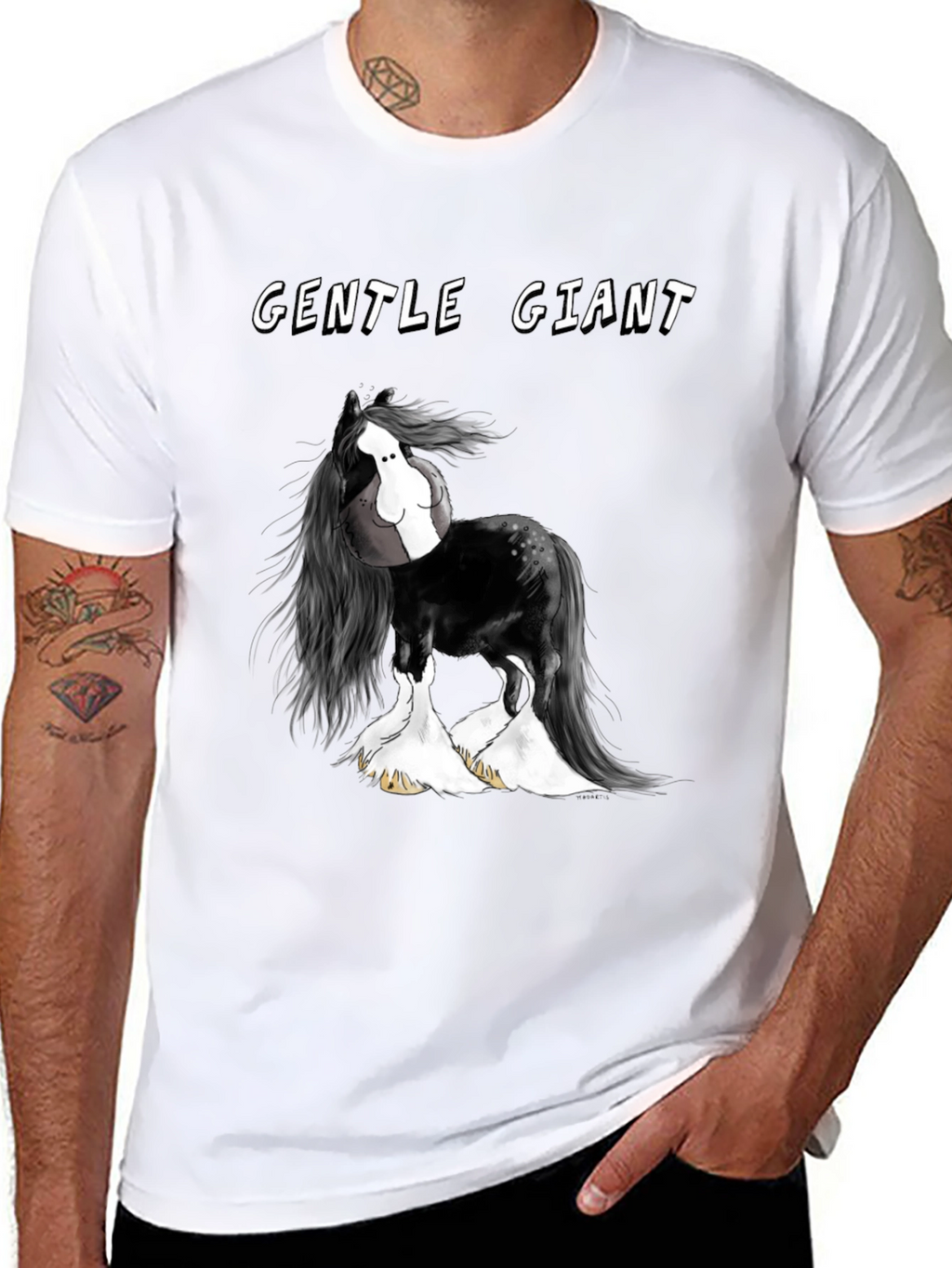 Gentle Giant Horse Graphic Black T-Shirt