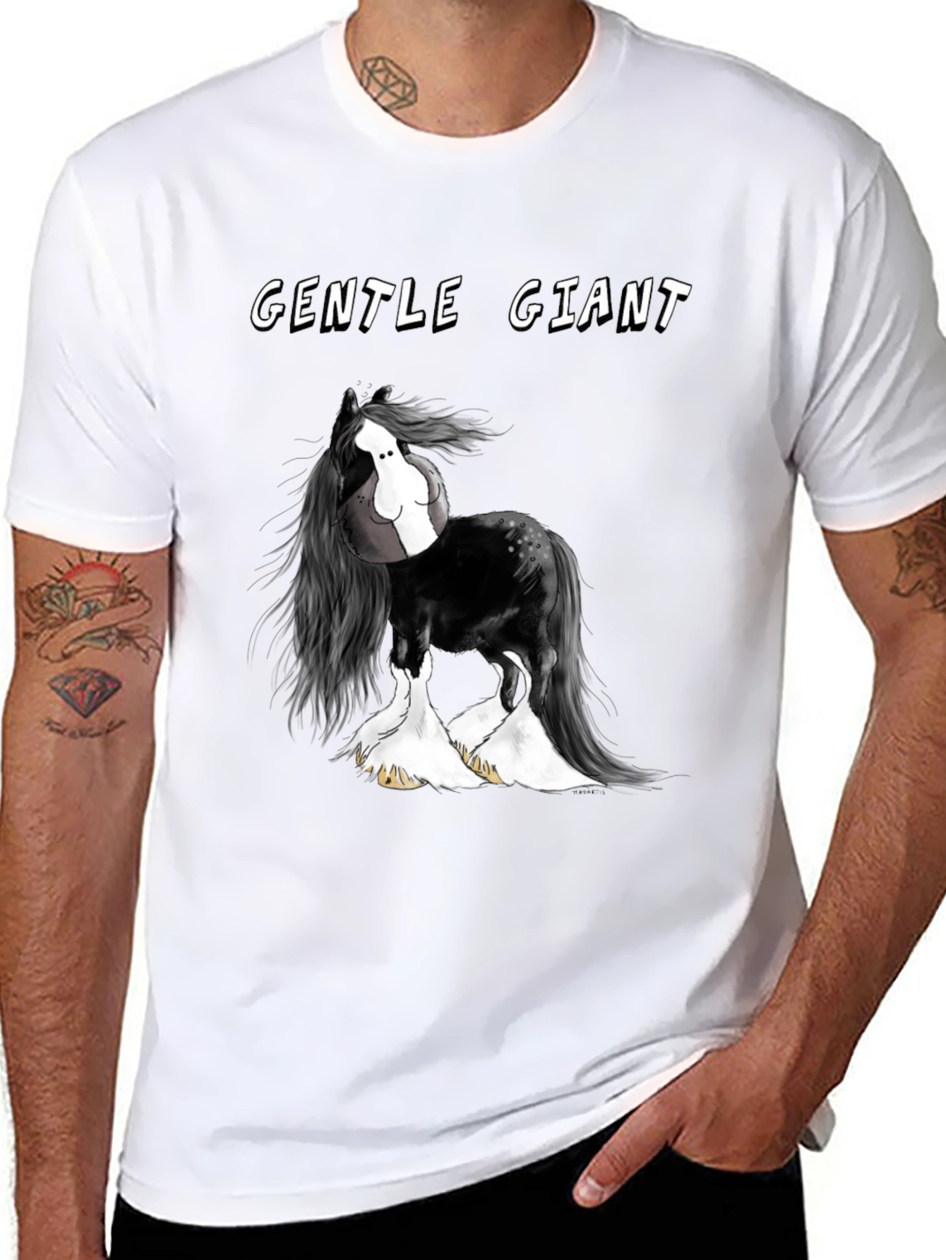Gentle Giant Horse Graphic Black T-Shirt