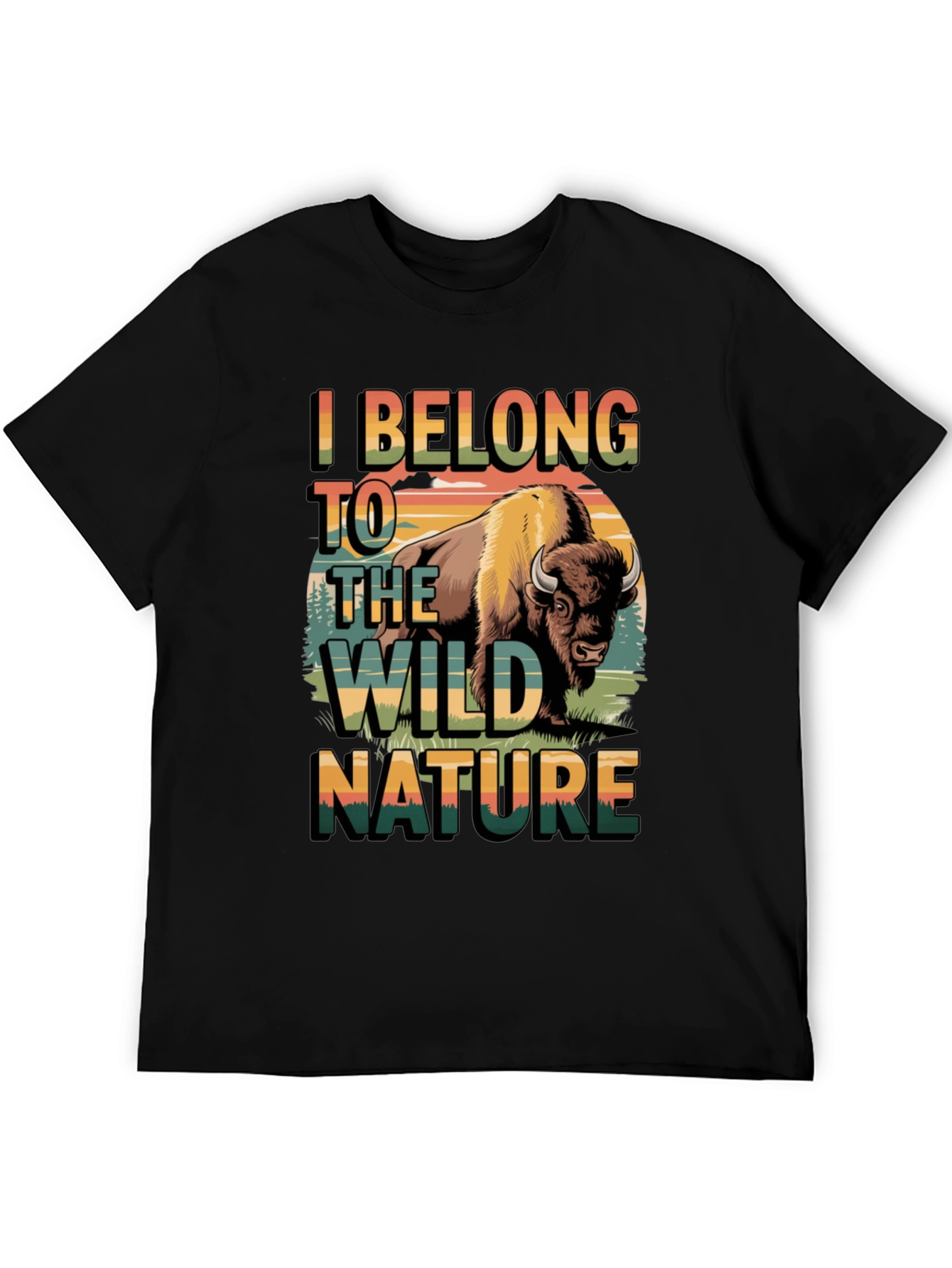 Wild Nature Bison Graphic Tee - Mens Black T-Shirt