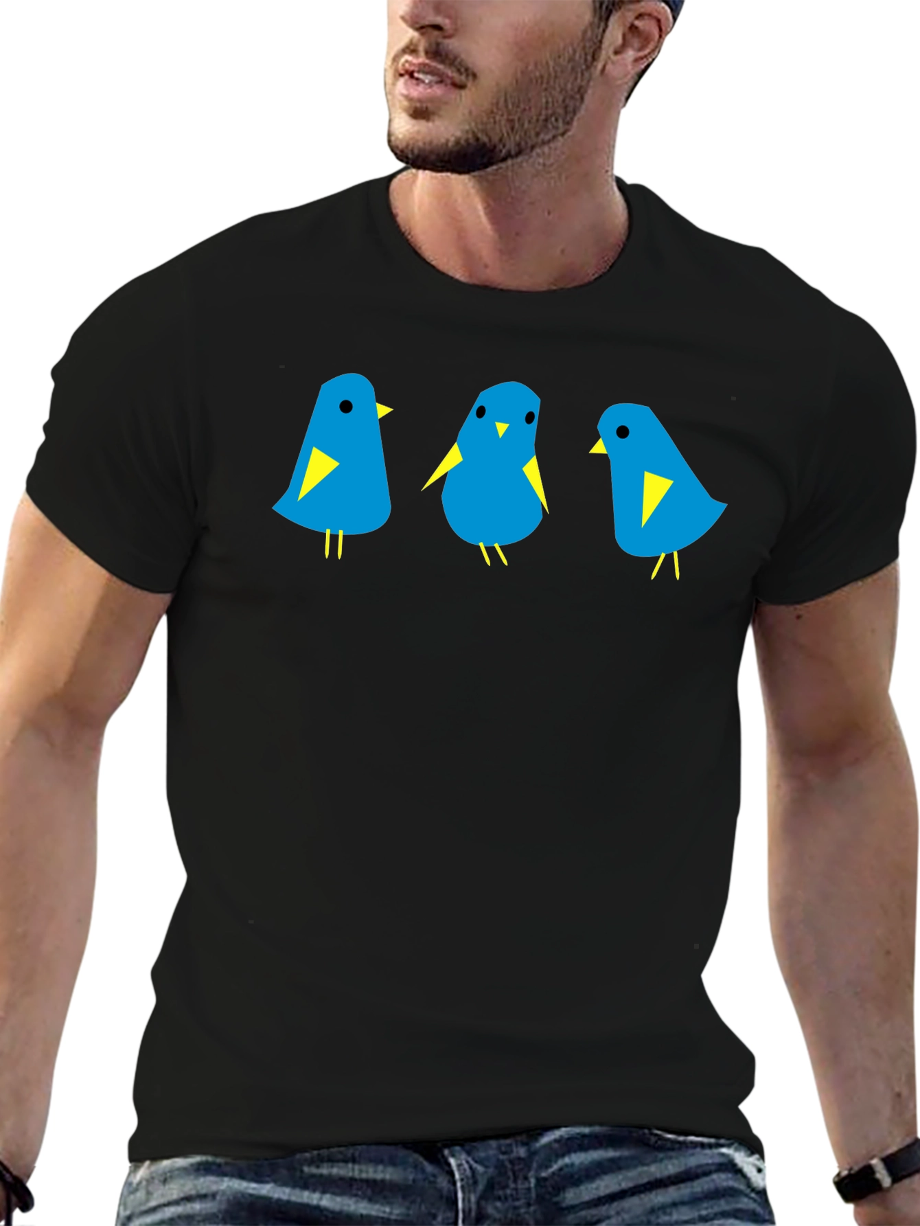 Blue Bird Trio Graphic Tee - Mens Black T-Shirt