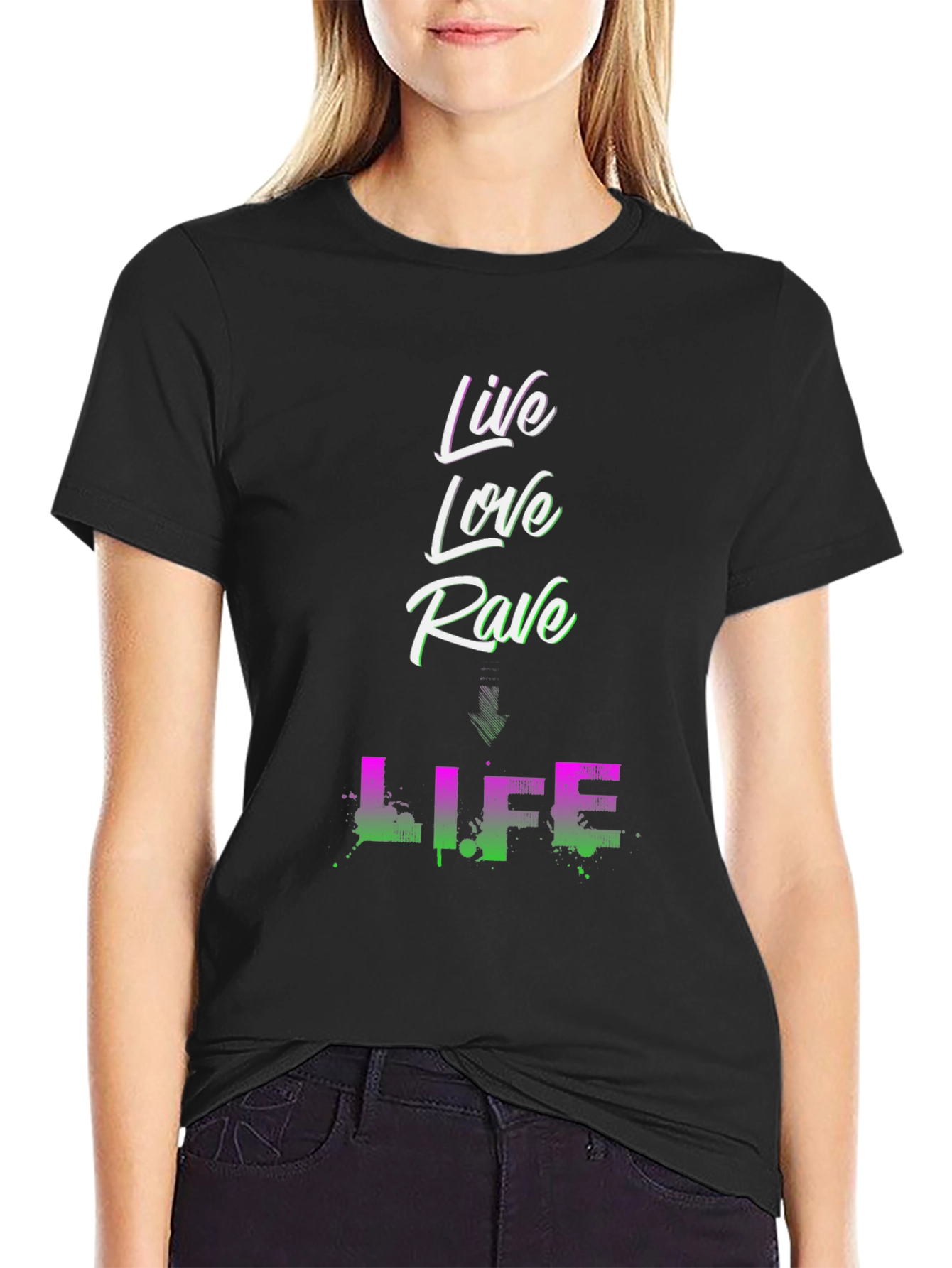 Live Love Rave Life Graphic Tee - Black T-Shirt