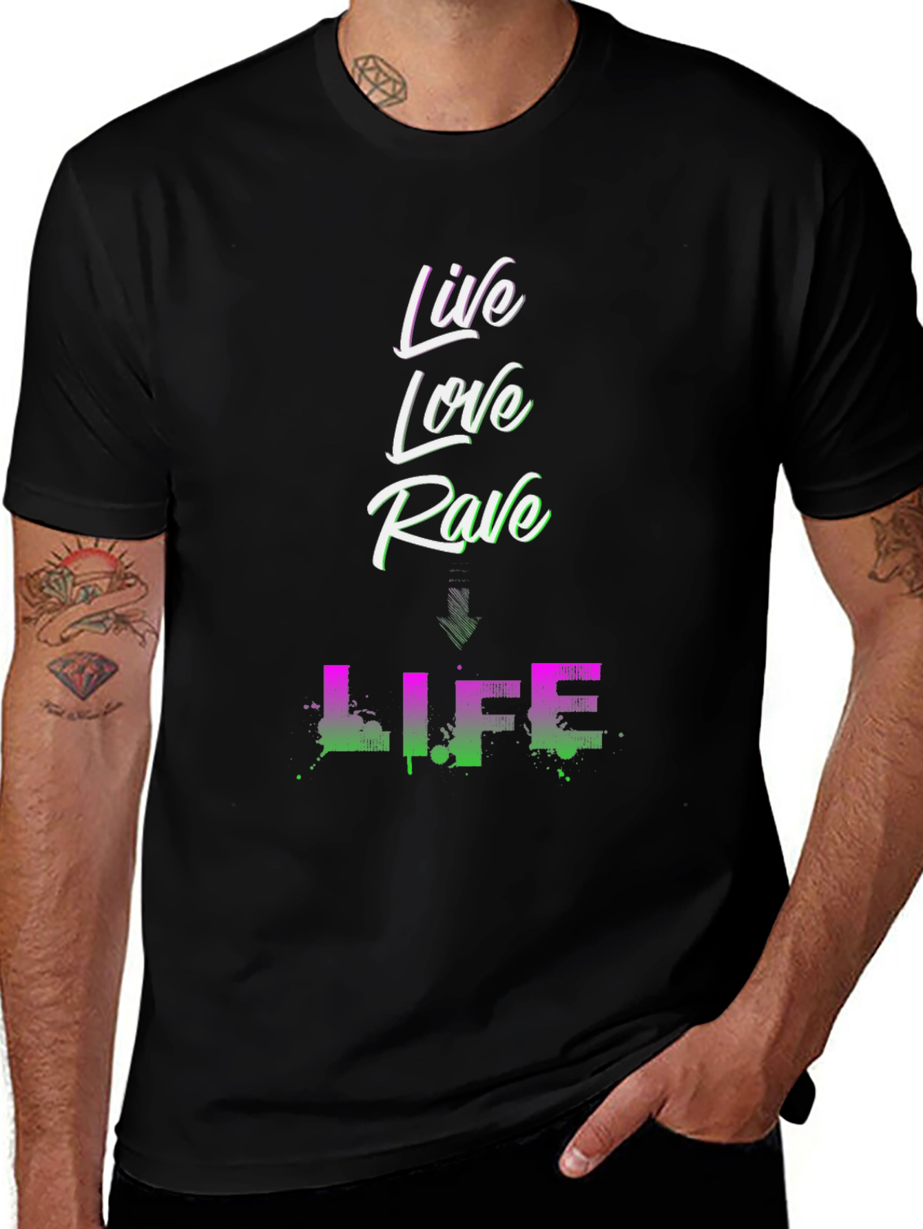 Live Love Rave Life Graphic Tee - Black T-Shirt