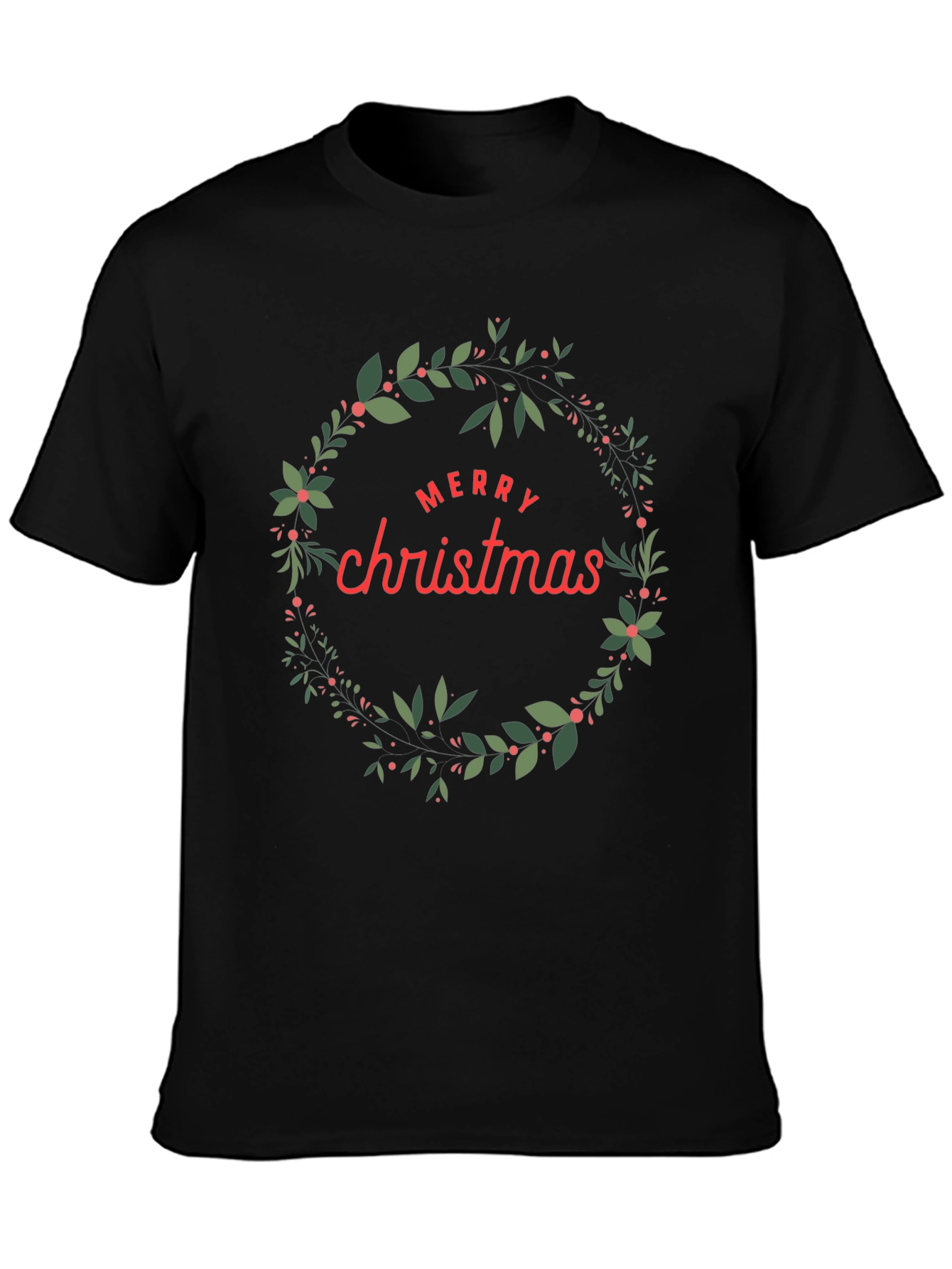 Festive Merry Christmas Wreath Graphic Tee