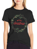 Festive Merry Christmas Wreath Graphic Tee