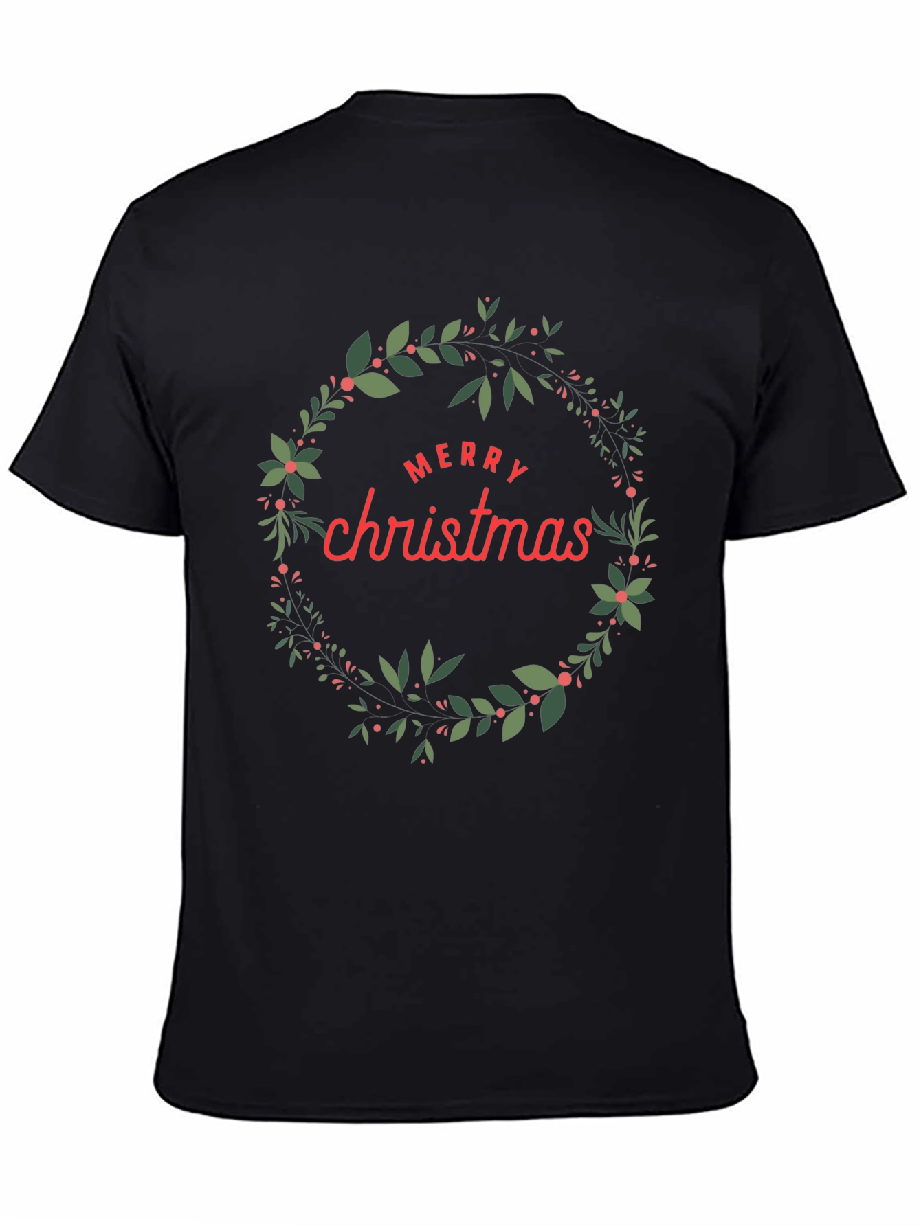 Festive Merry Christmas Wreath Graphic Tee