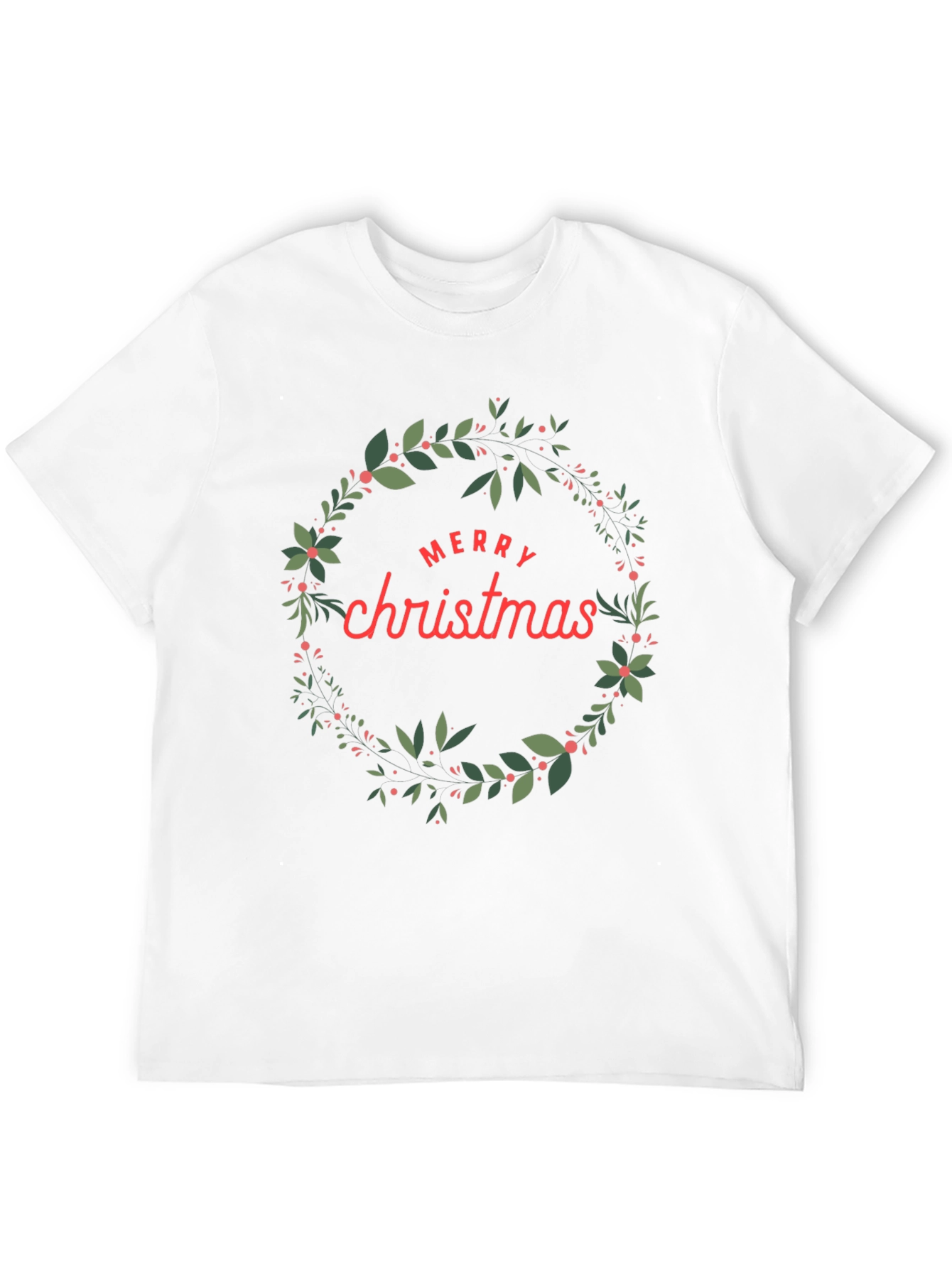 Festive Merry Christmas Wreath Graphic Tee