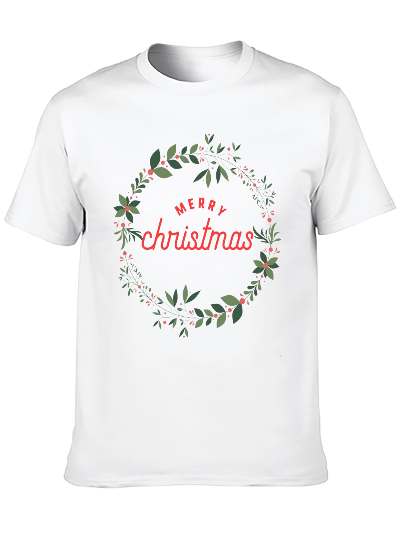 Festive Merry Christmas Wreath Graphic Tee