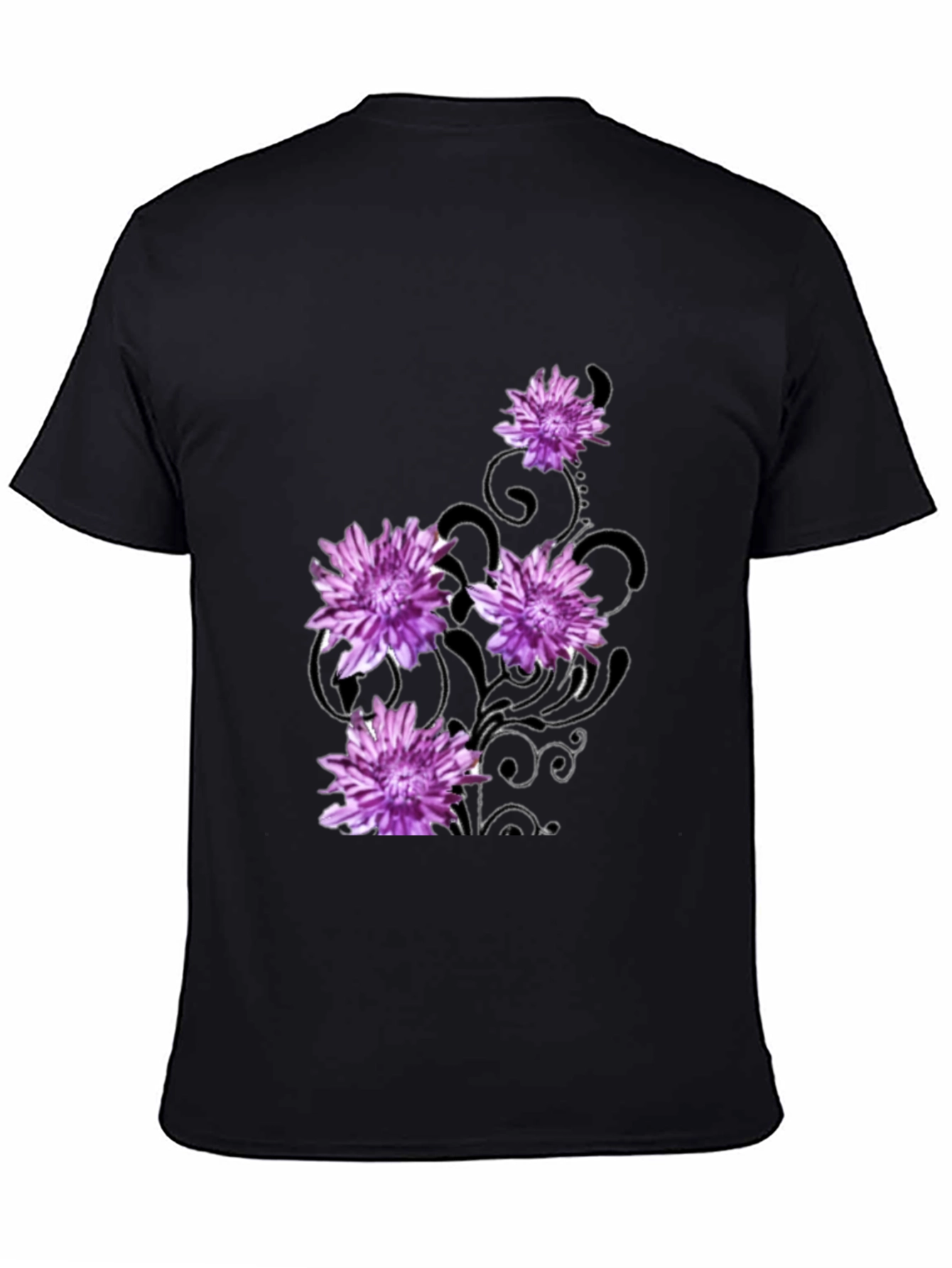Floral Print Black T-Shirt for Men