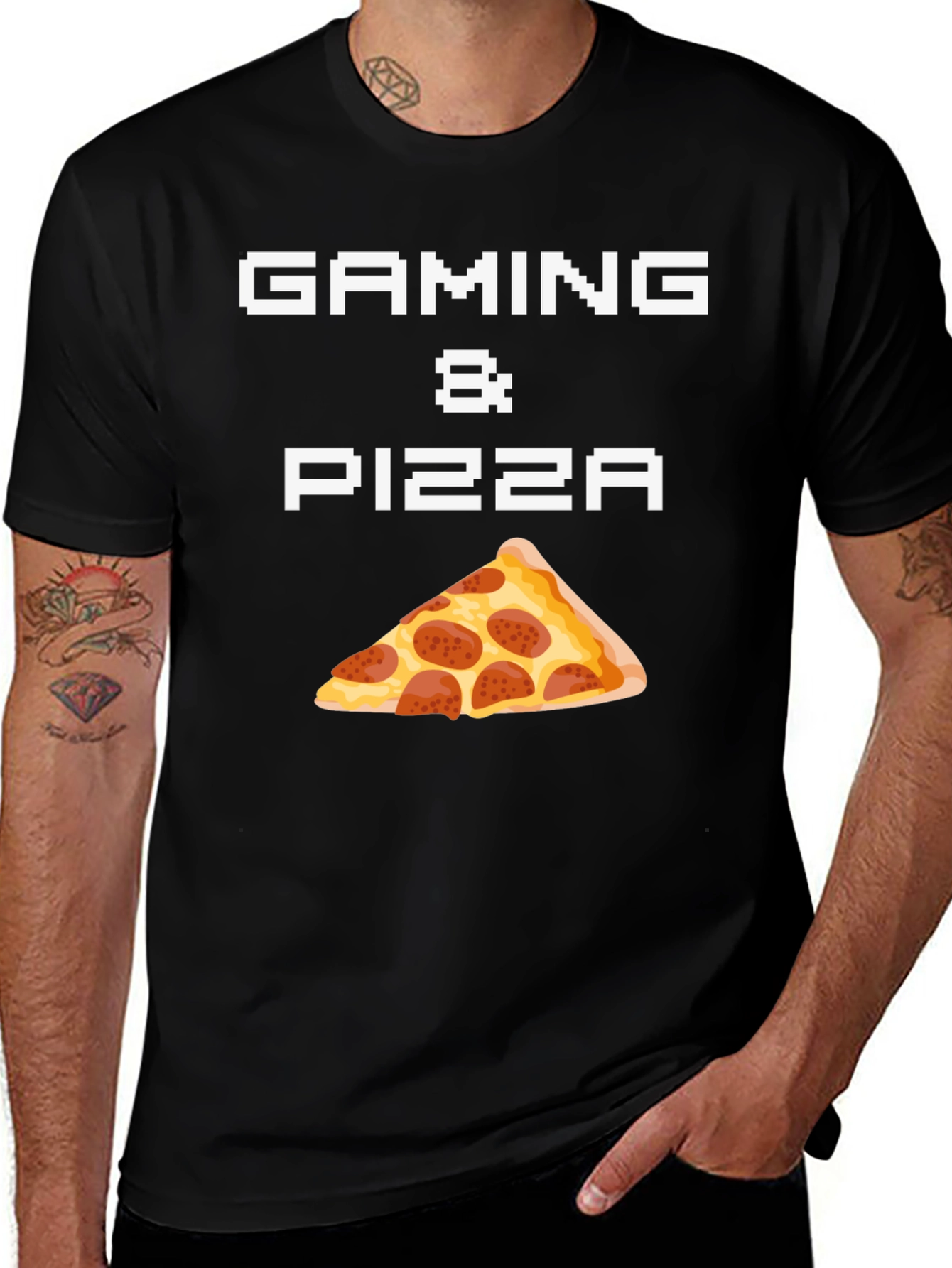 Gaming & Pizza Graphic T-Shirt - Gamer Foodie Tee