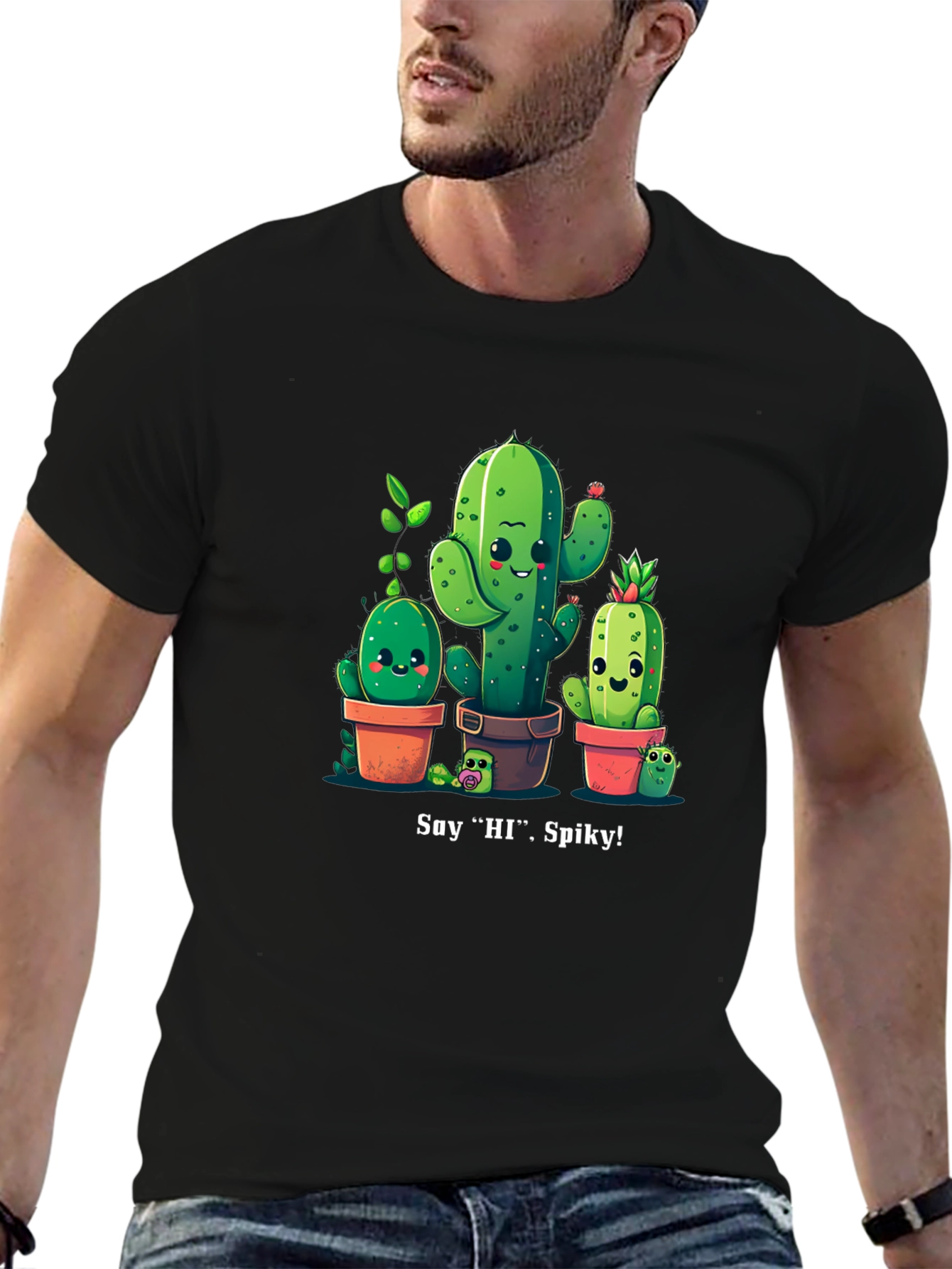 Cute Cactus Crew Graphic T-Shirt
