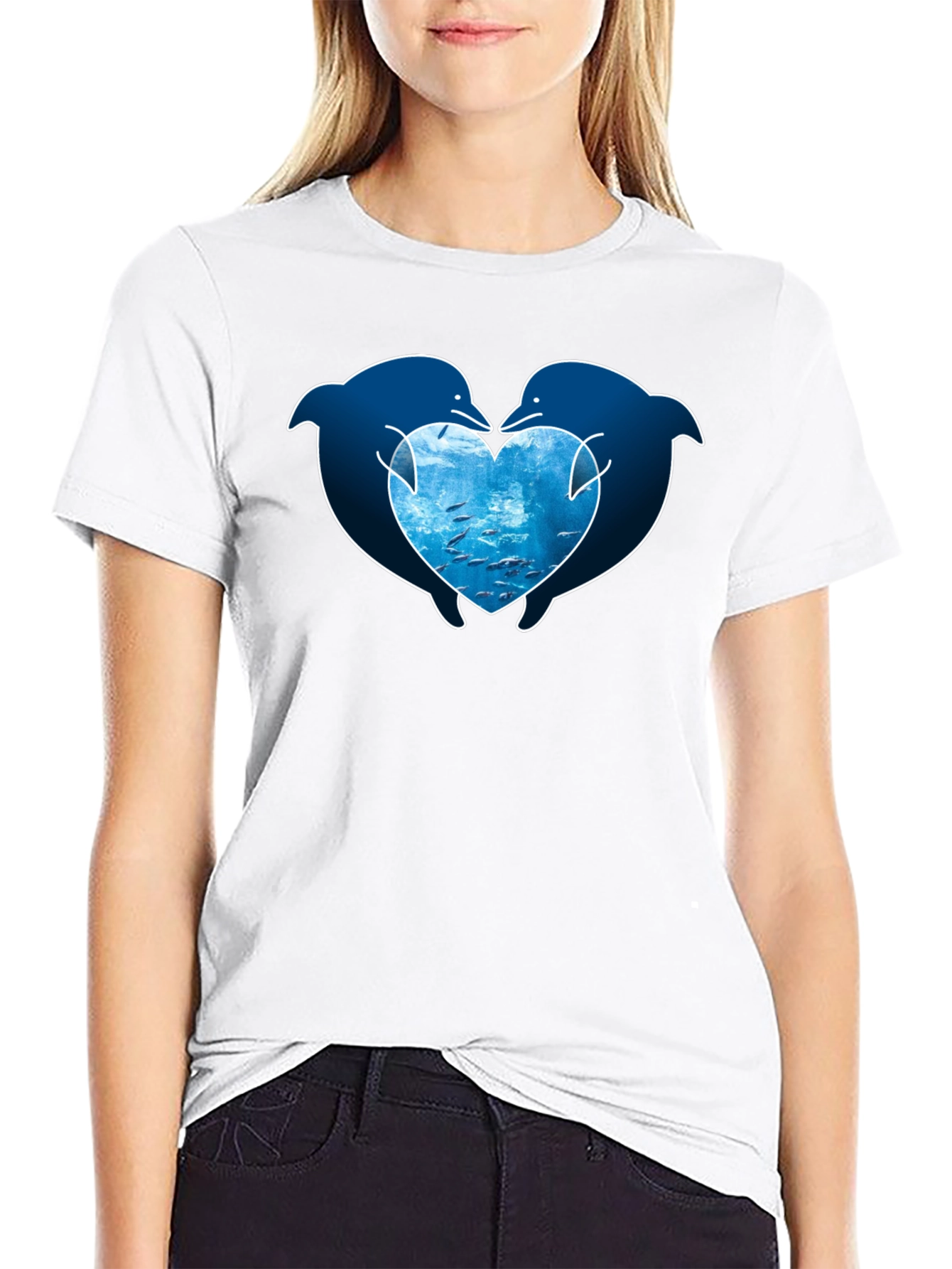 Dolphin Heart Graphic T-Shirt
