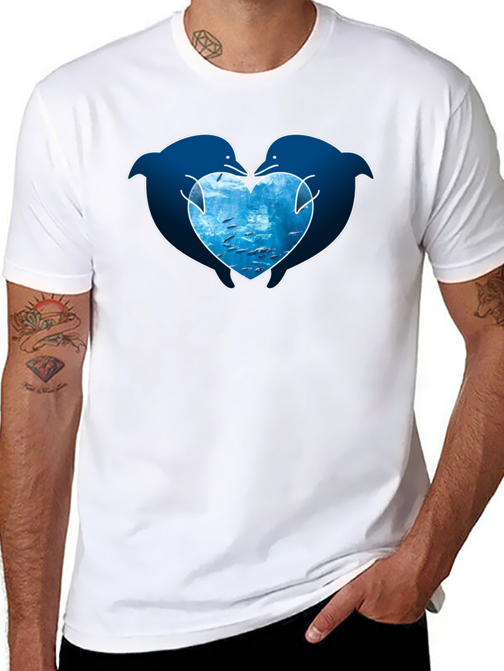 Dolphin Heart Graphic T-Shirt