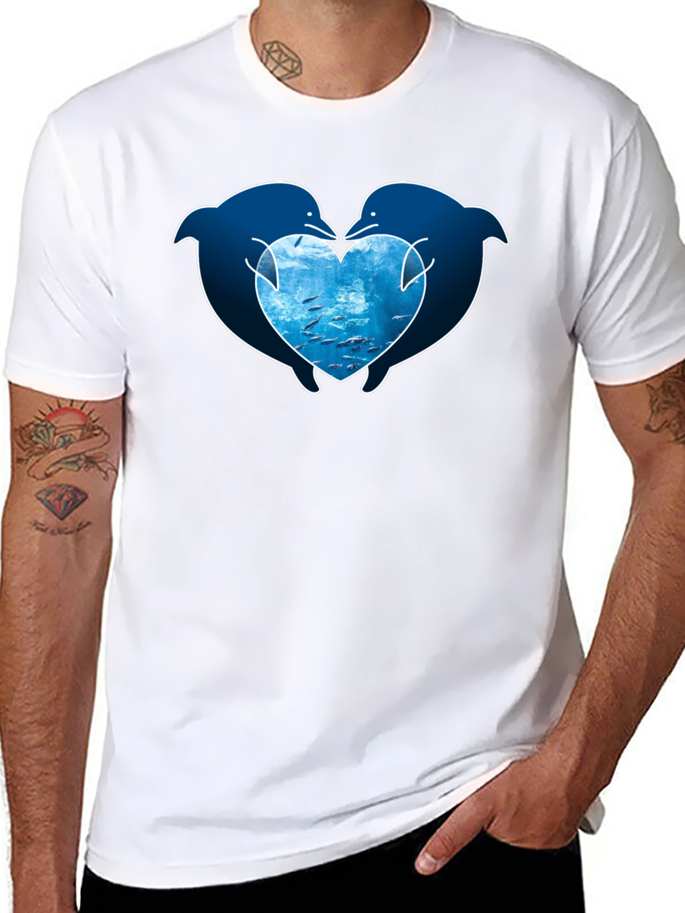 Dolphin Heart Graphic T-Shirt