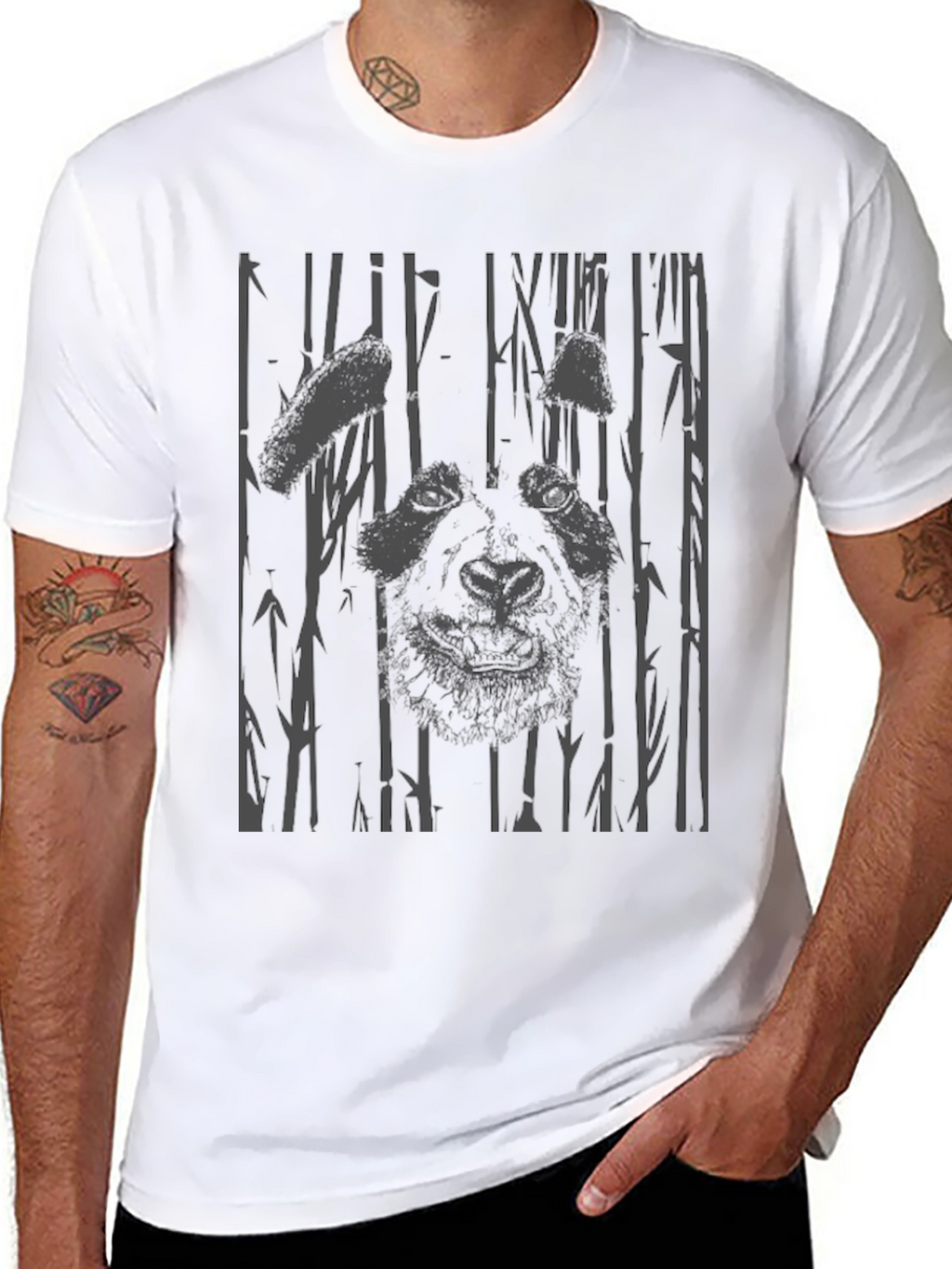 Panda Bamboo Graphic Print T-Shirt