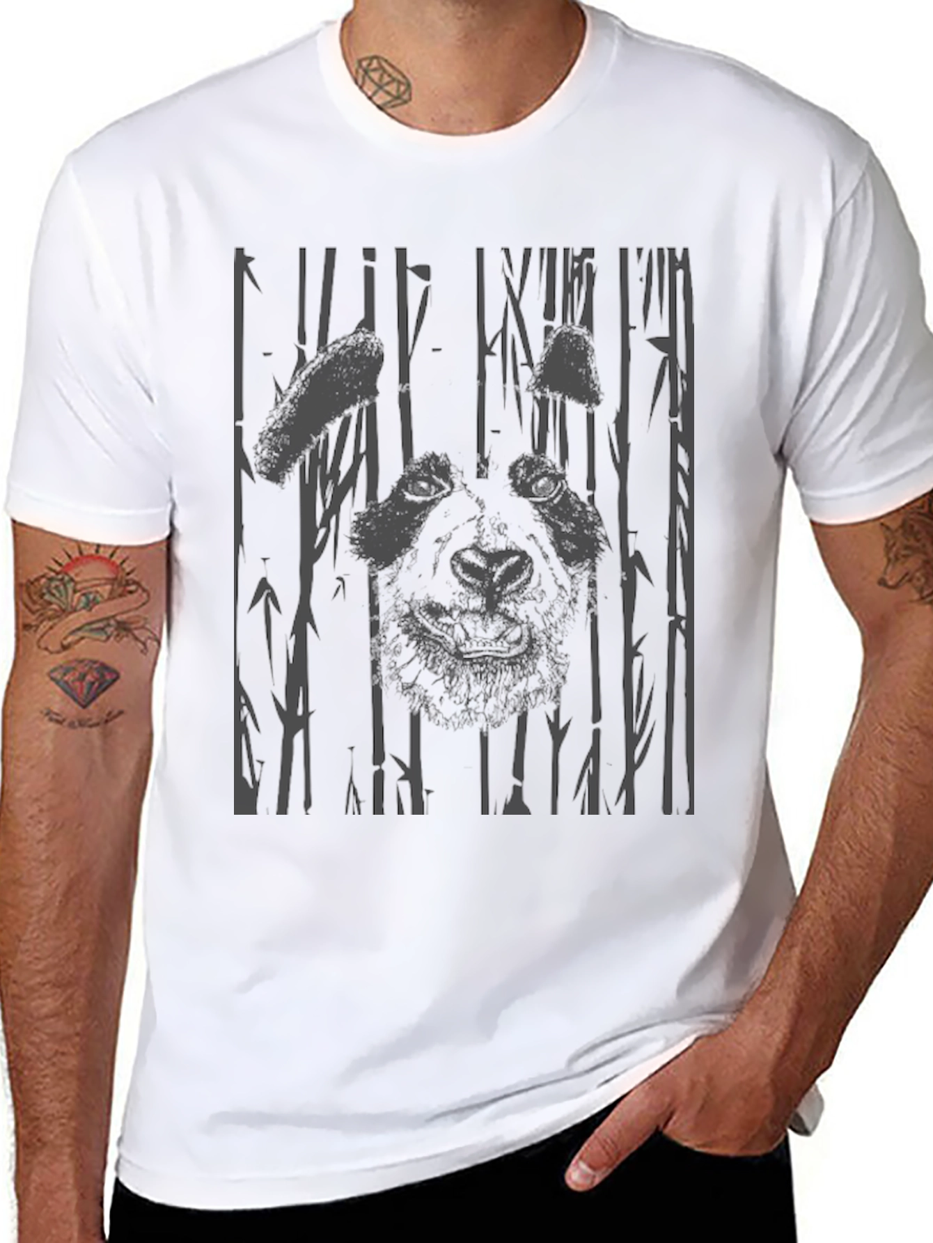 Panda Bamboo Graphic Print T-Shirt