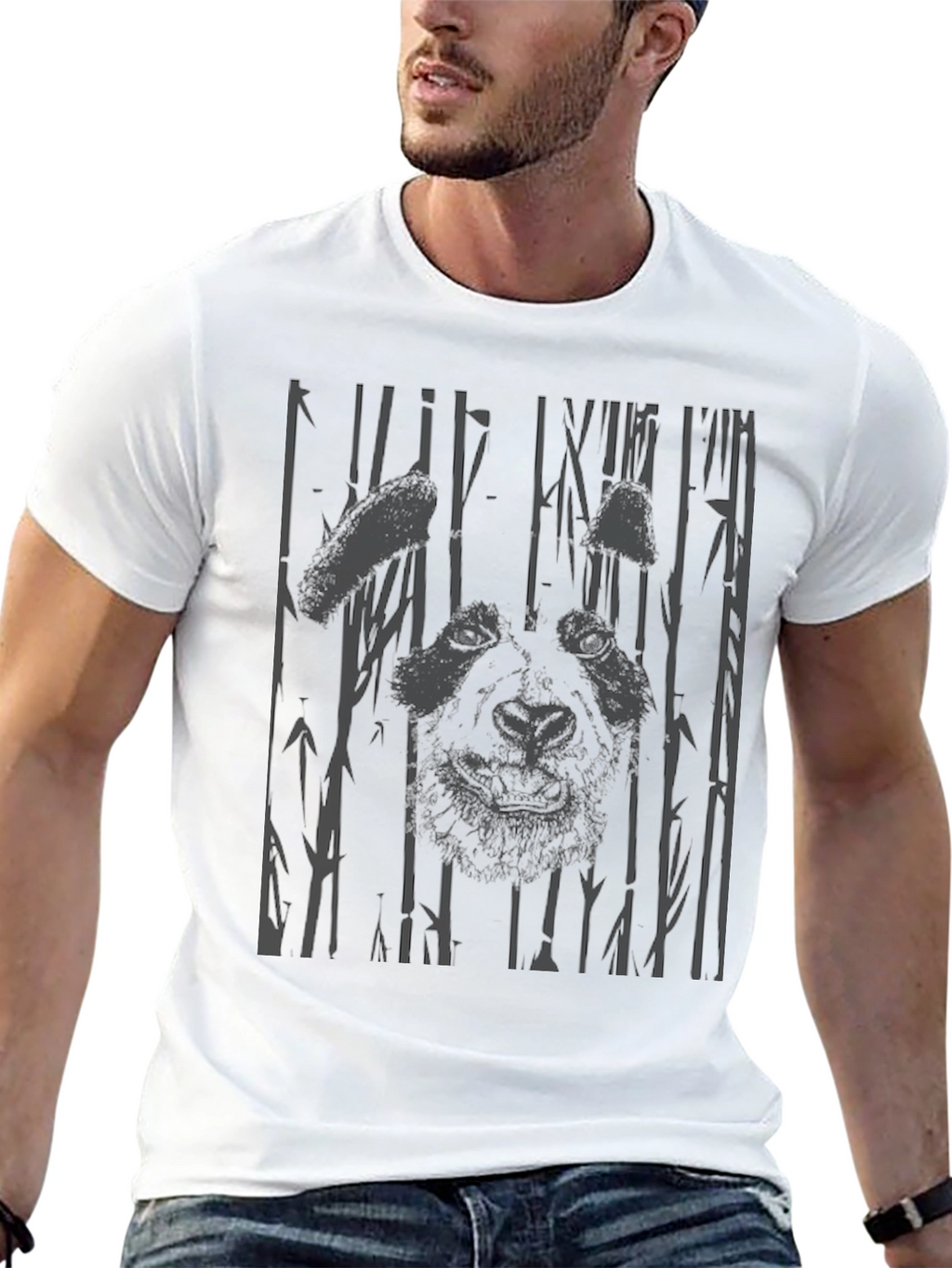 Panda Bamboo Graphic Print T-Shirt