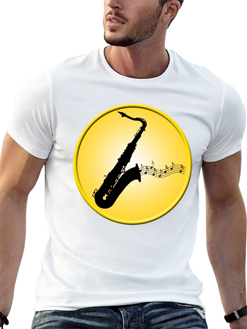 Saxophone Music Notes Graphic Tee