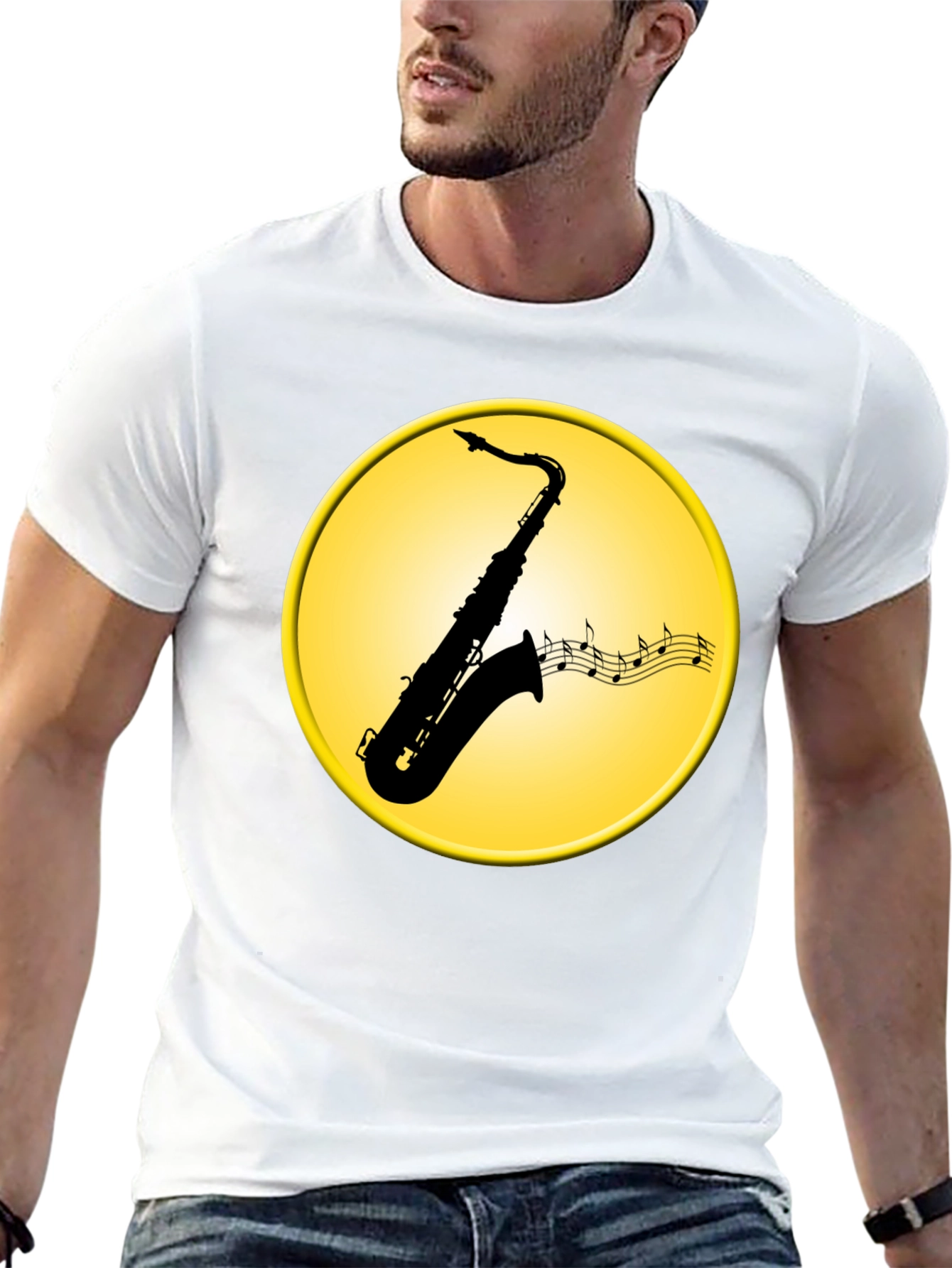 Saxophone Music Notes Graphic Tee