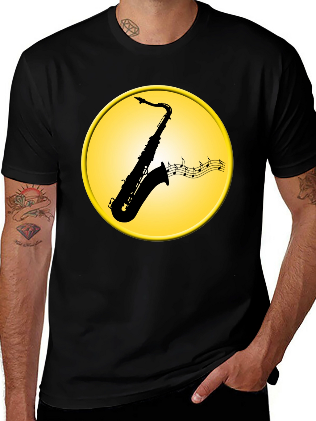 Saxophone Music Notes Graphic Tee