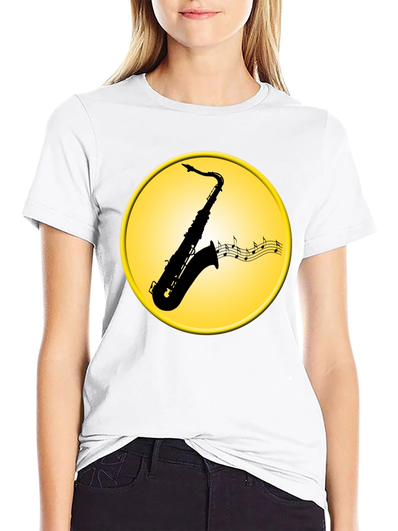 Saxophone Music Notes Graphic Tee