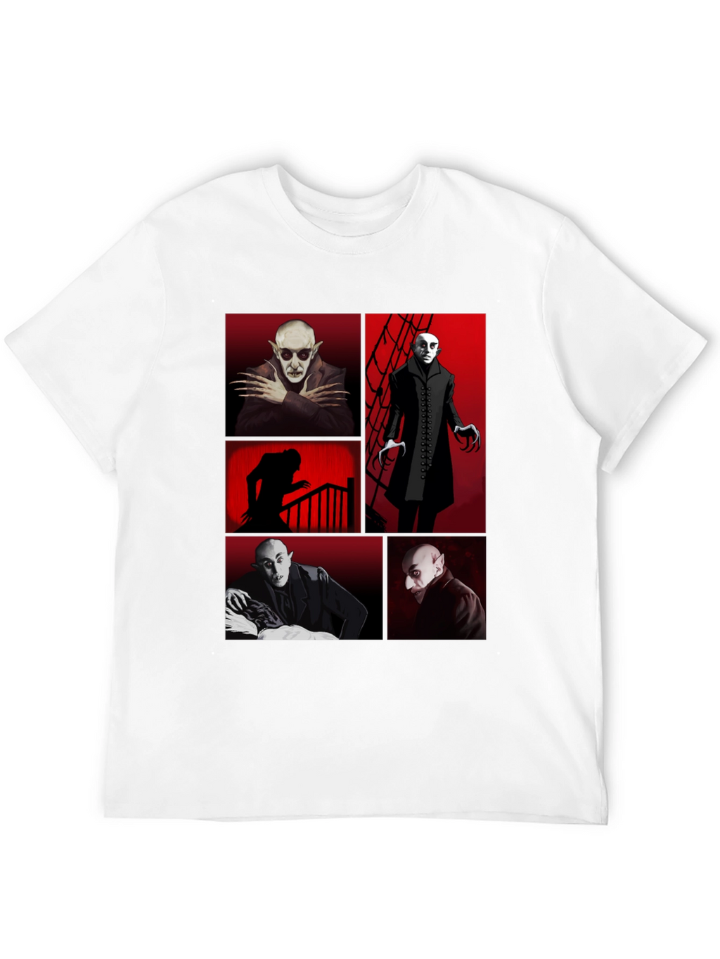 Vampire Collage Graphic Tee - Black Crew Neck T-Shirt