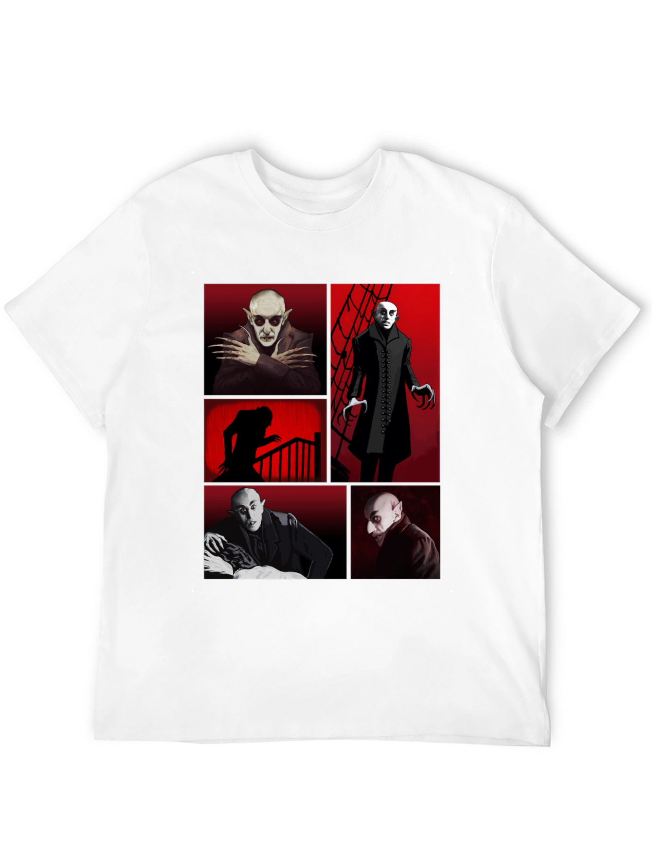 Vampire Collage Graphic Tee - Black Crew Neck T-Shirt